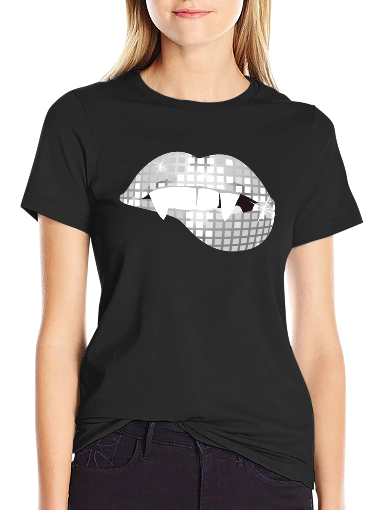 Vampire Disco Lips Graphic Tee - Halloween Party Ready!