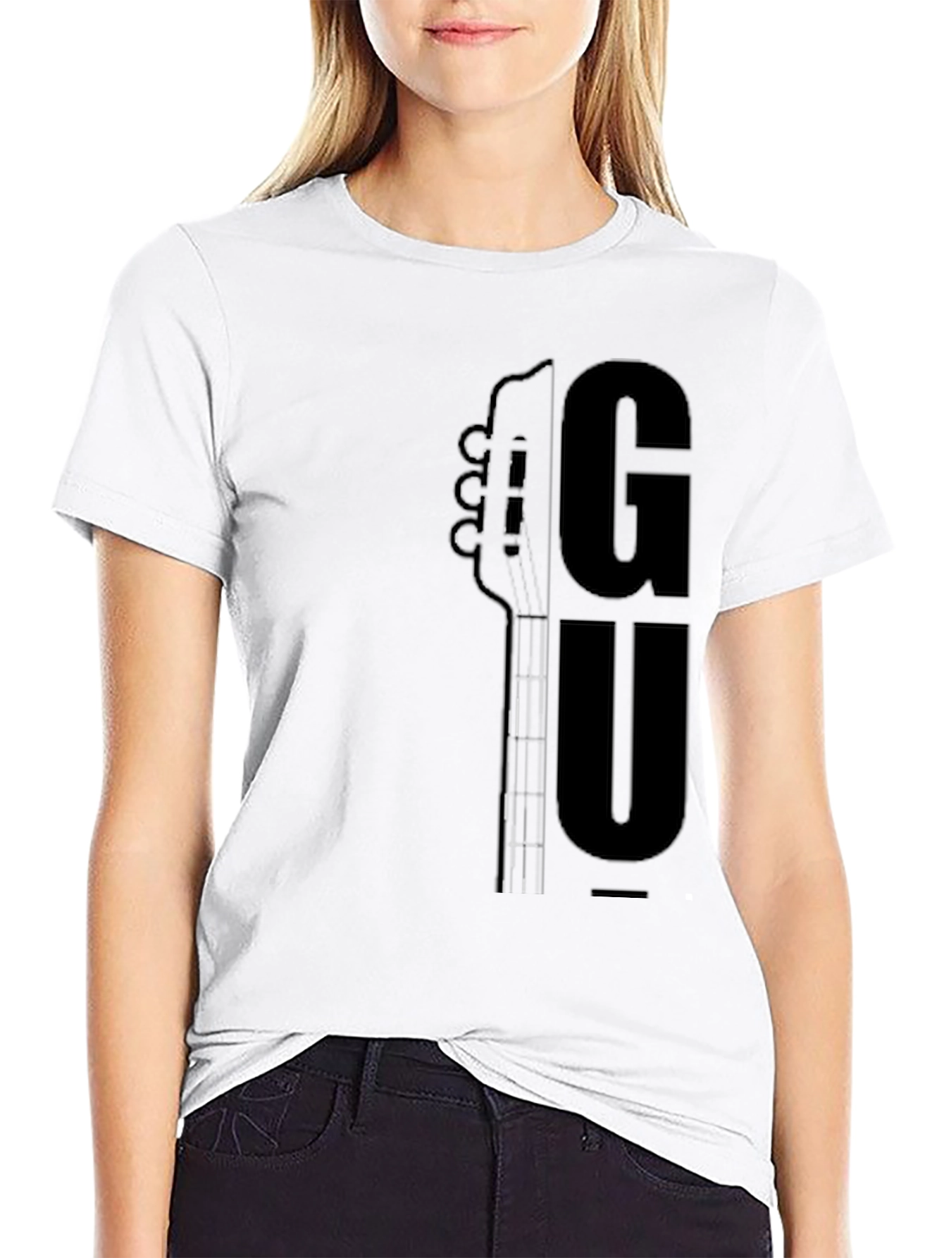 Guitar Graphic Print T-Shirt - Black