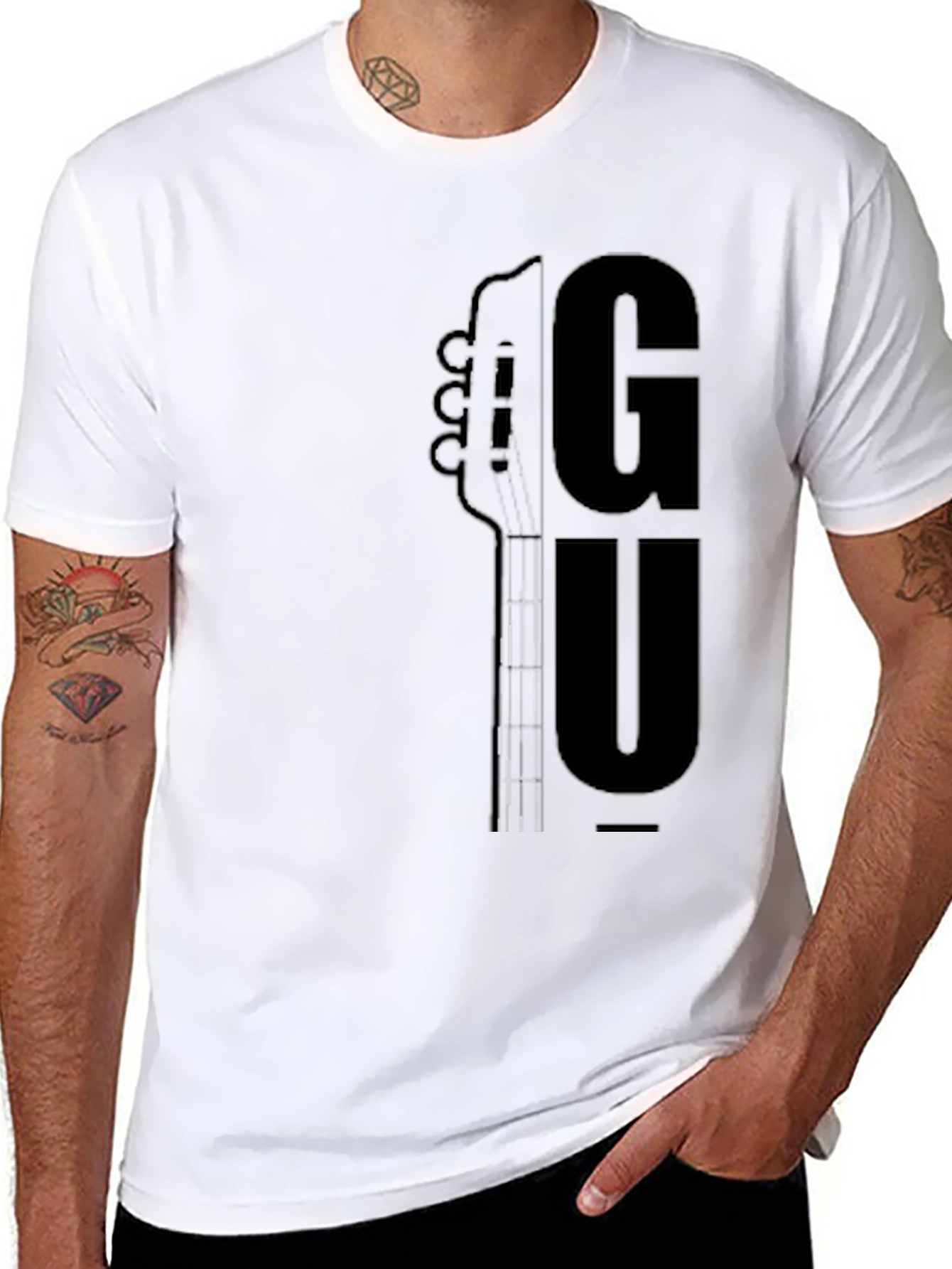 Guitar Graphic Print T-Shirt - Black