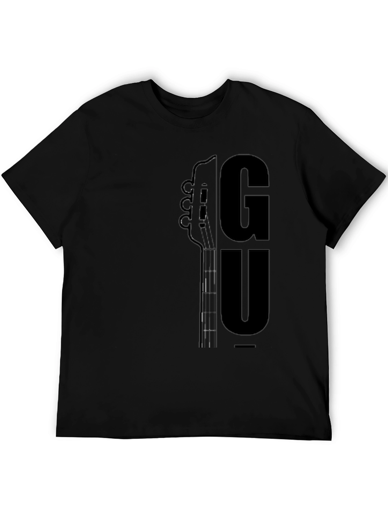 Guitar Graphic Print T-Shirt - Black