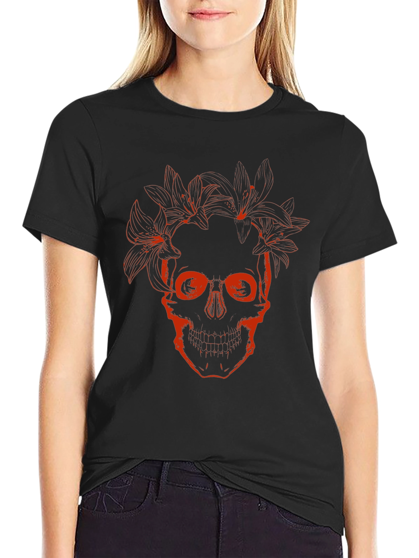 Skull & Lily Graphic Black T-Shirt