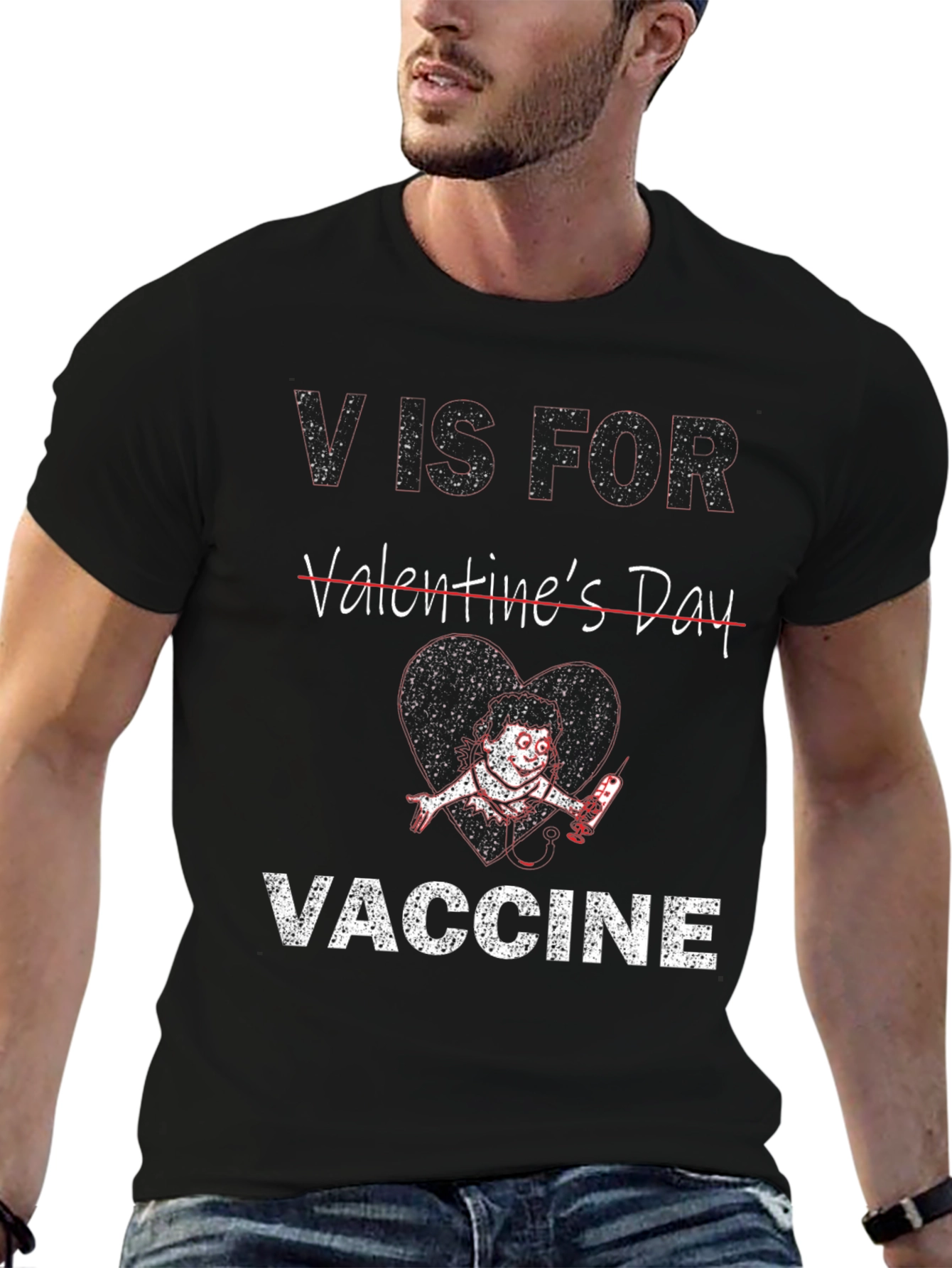 V is for Vaccine Anti-Valentines Day T-Shirt