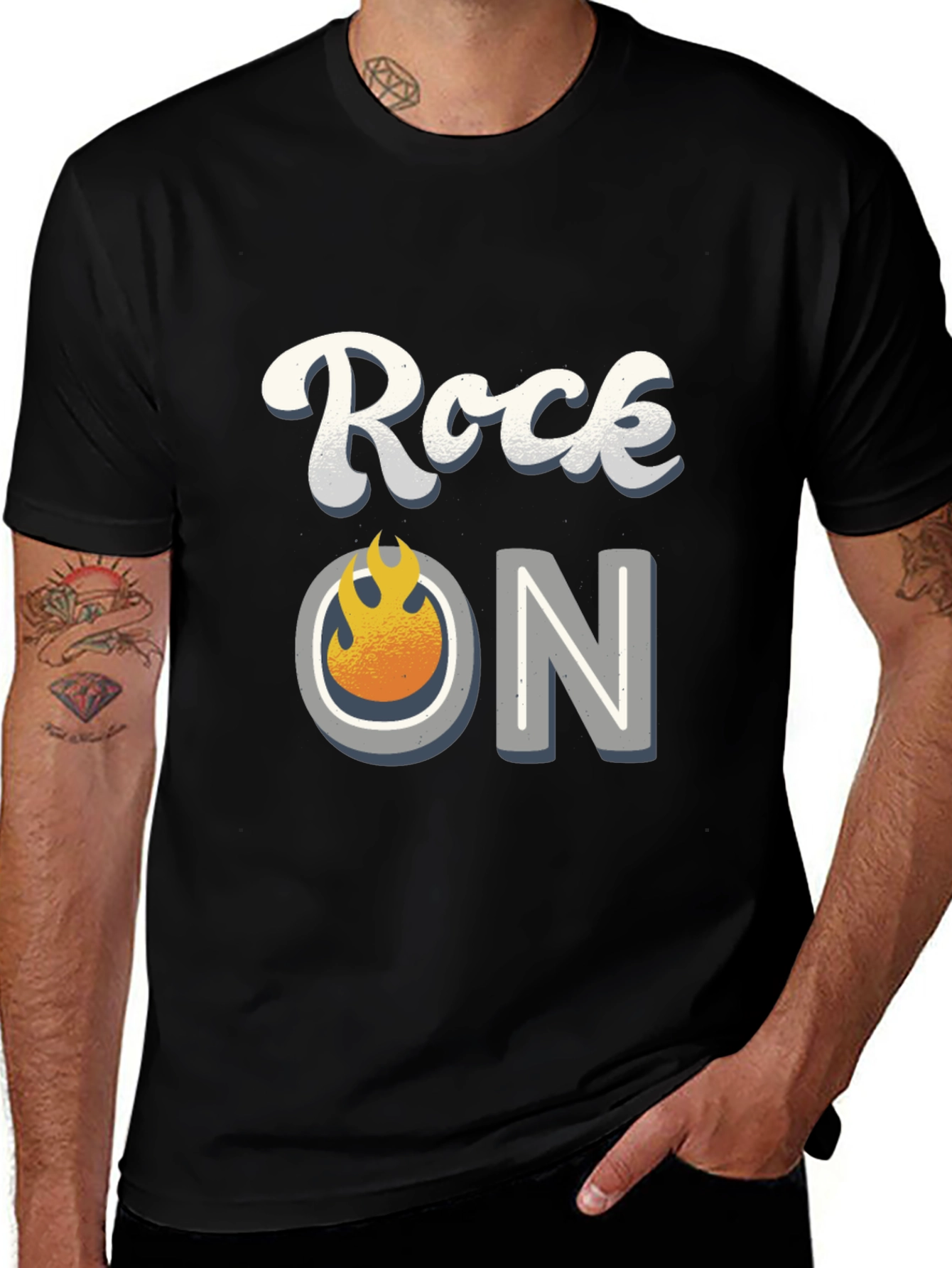 Rock On Graphic Tee - Black Cotton Blend