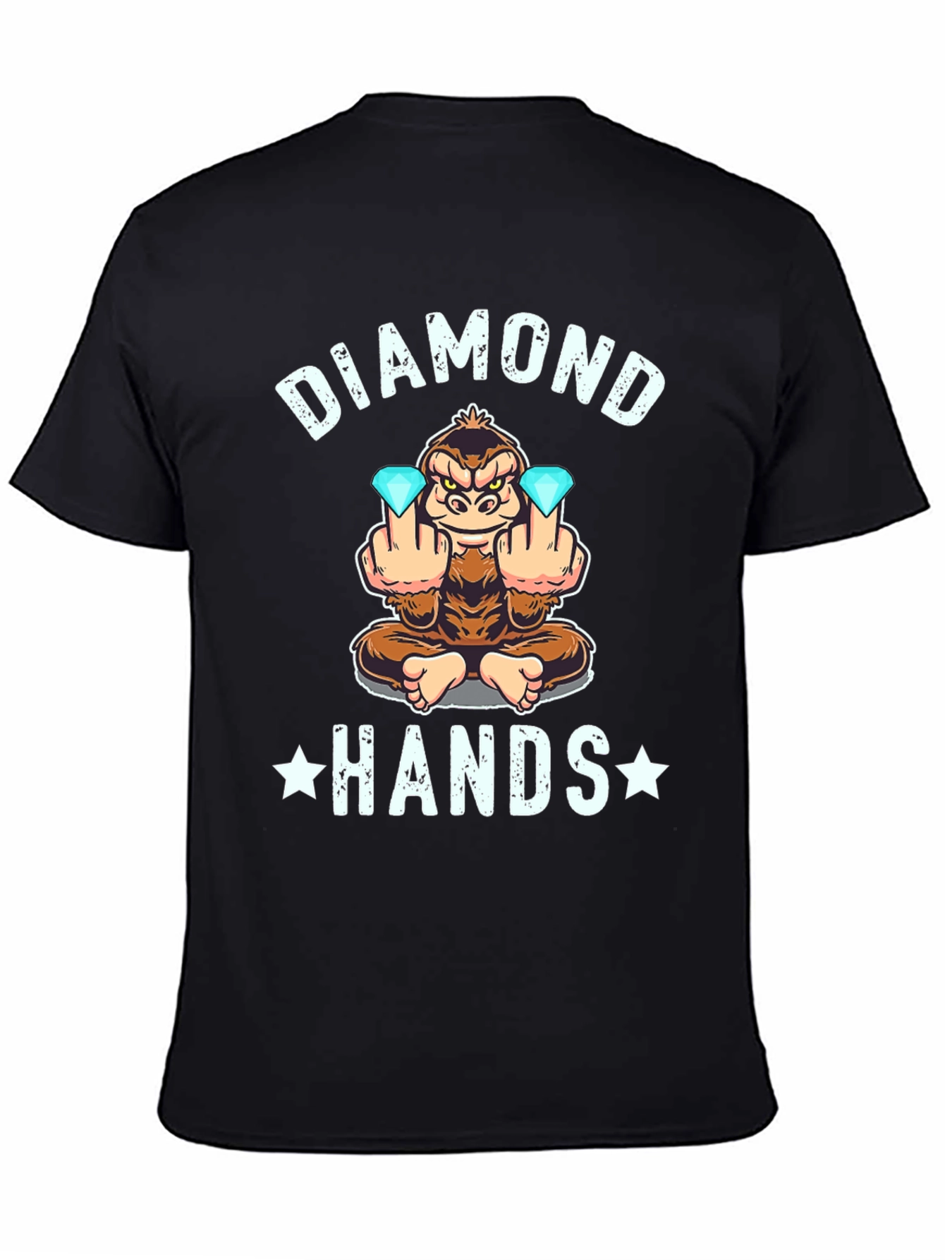 Diamond Hands Monkey Graphic Tee - Black