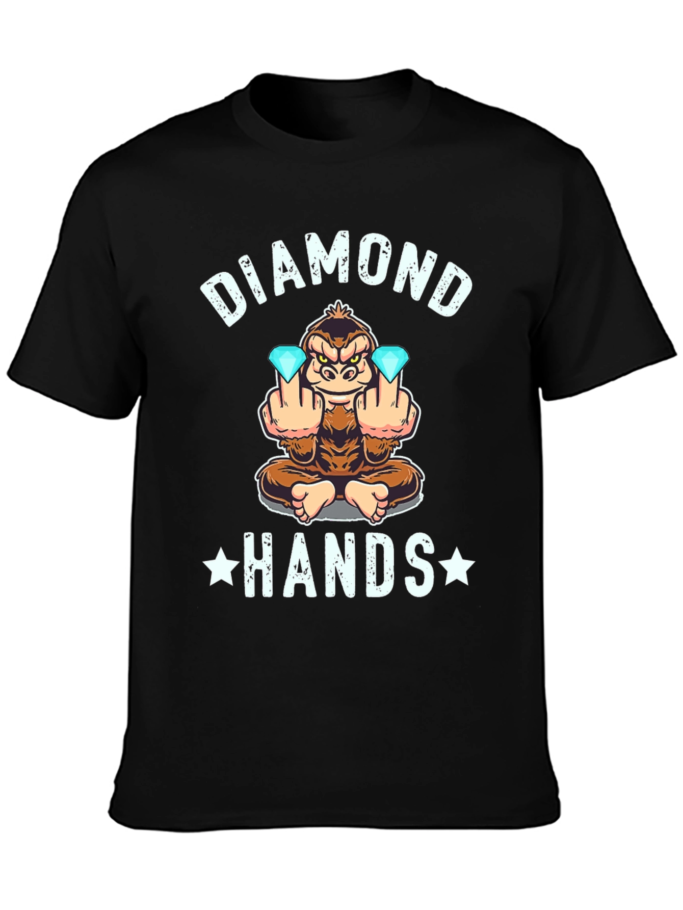 Diamond Hands Monkey Graphic Tee - Black