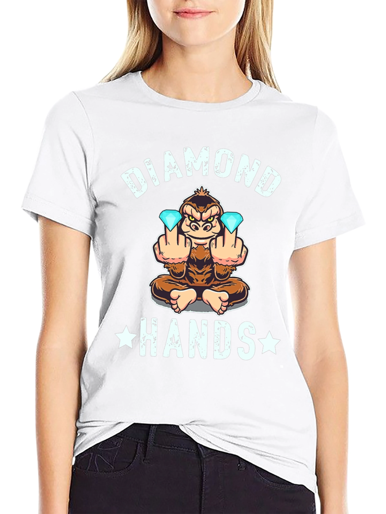 Diamond Hands Monkey Graphic Tee - Black