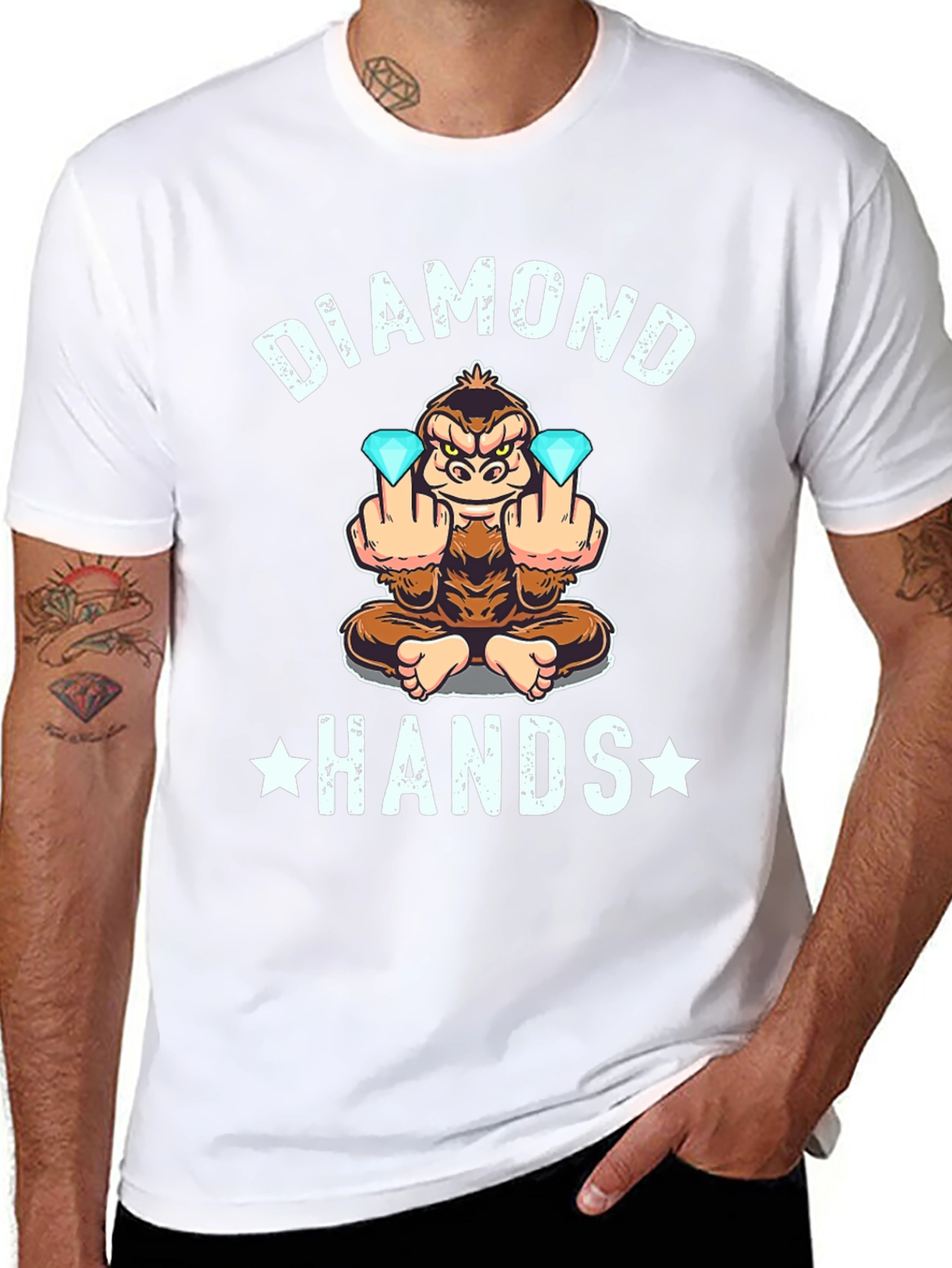 Diamond Hands Monkey Graphic Tee - Black