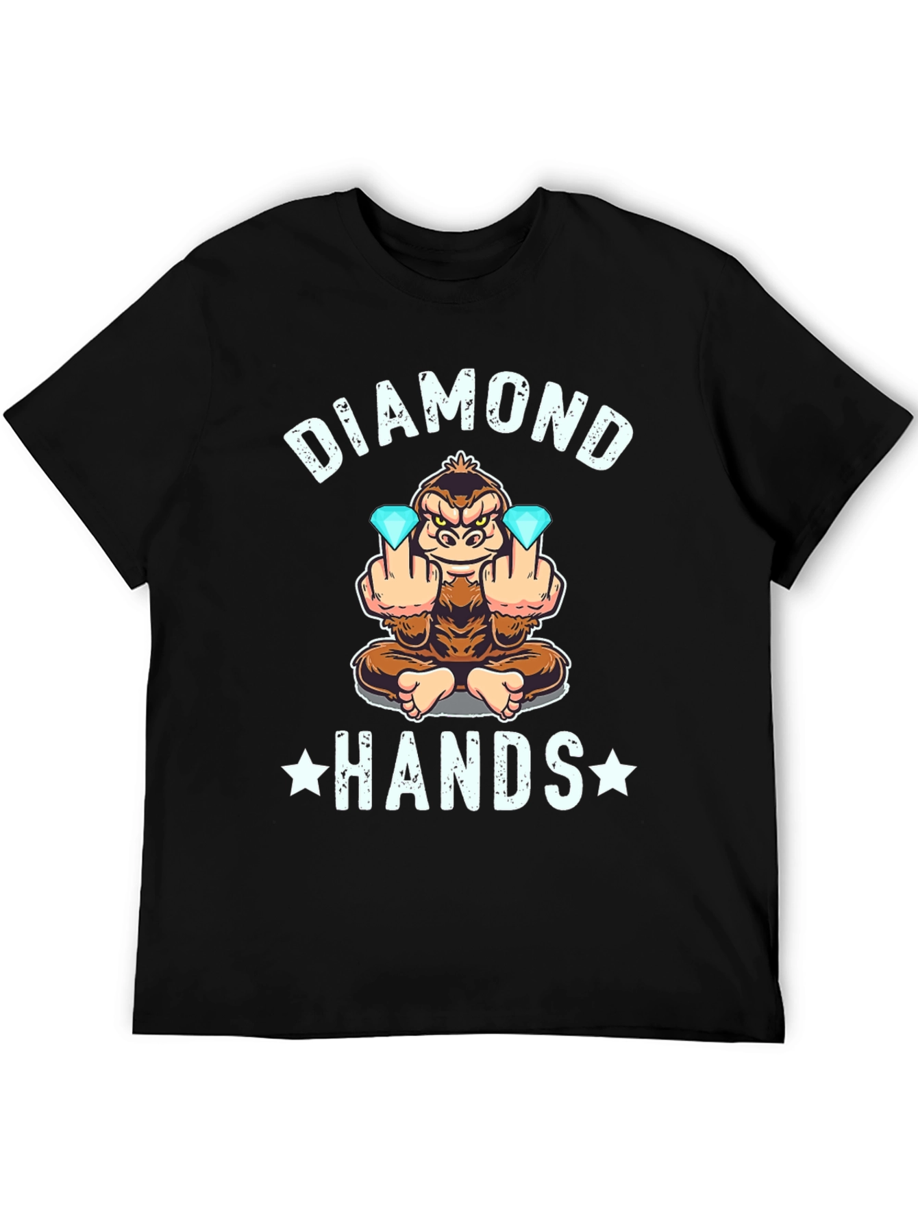 Diamond Hands Monkey Graphic Tee - Black