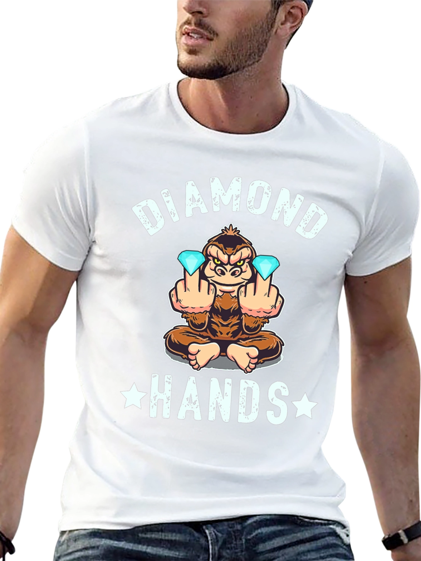 Diamond Hands Monkey Graphic Tee - Black