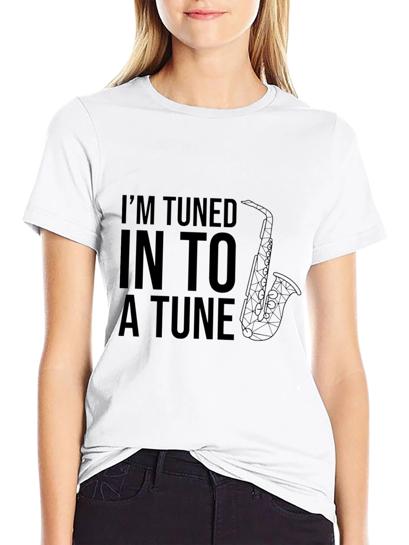 Tuned Into a Tune Saxophone Graphic Tee