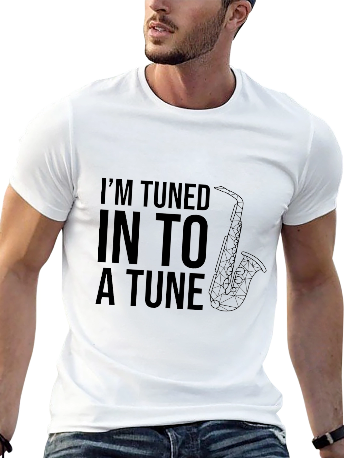 Tuned Into a Tune Saxophone Graphic Tee