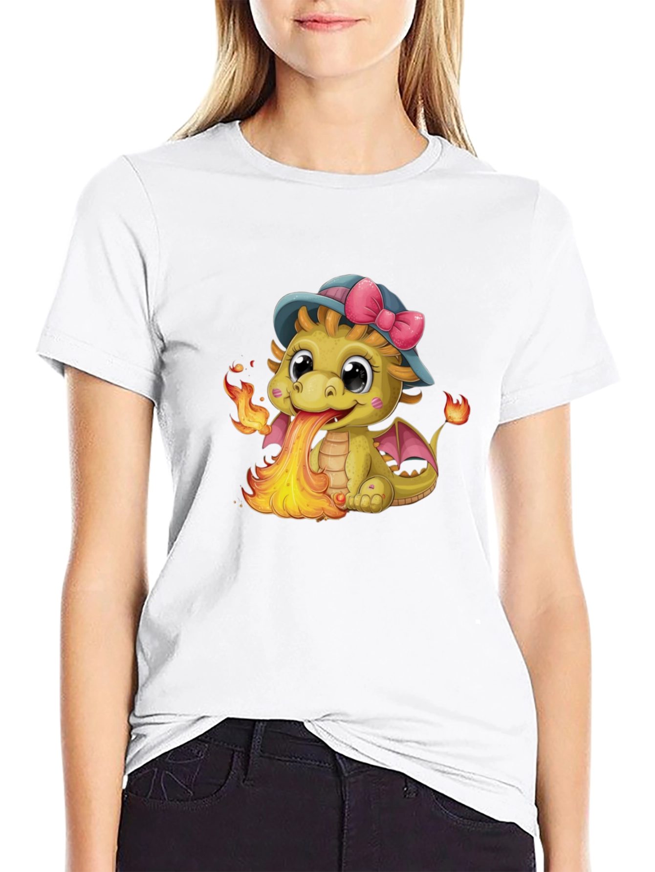 Cute Dragon Fire Breath Graphic Tee