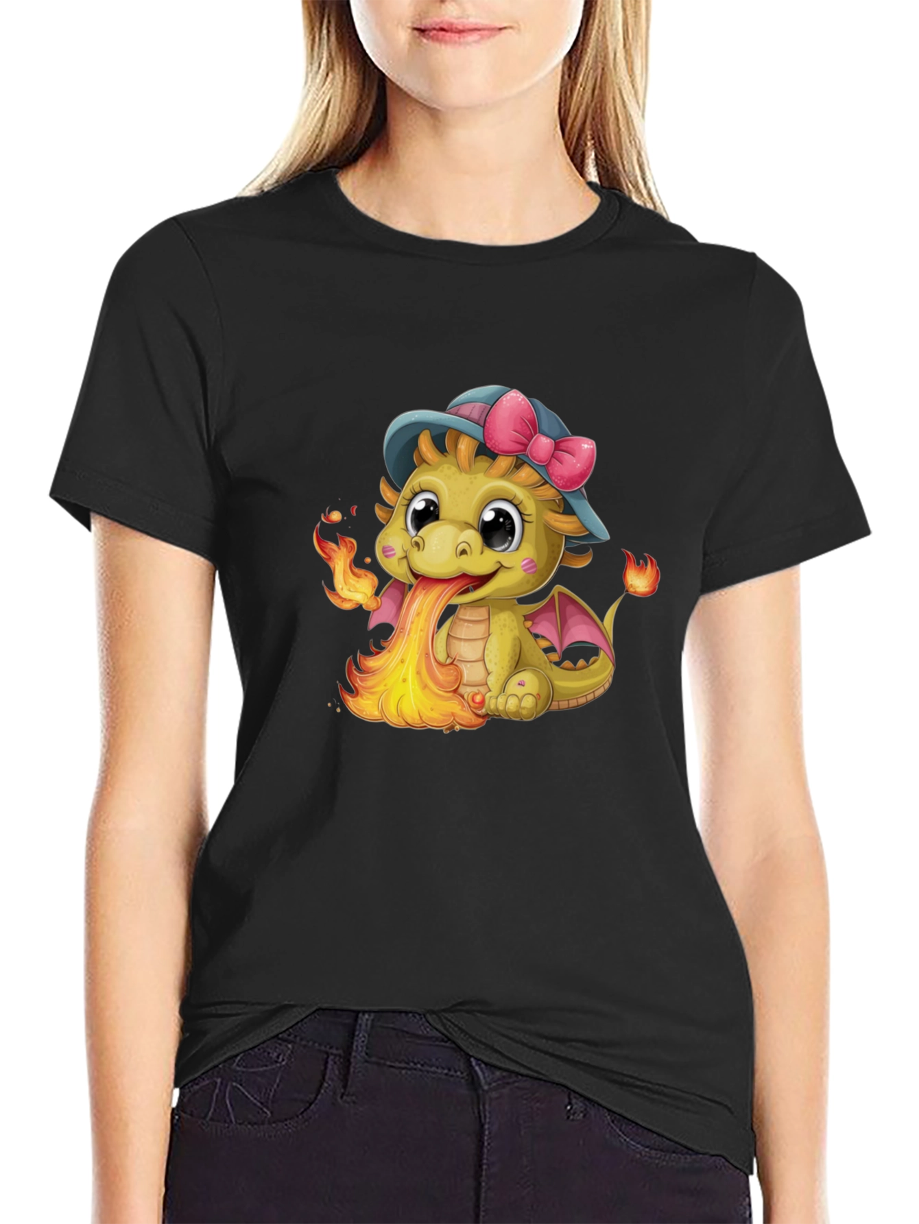 Cute Dragon Fire Breath Graphic Tee