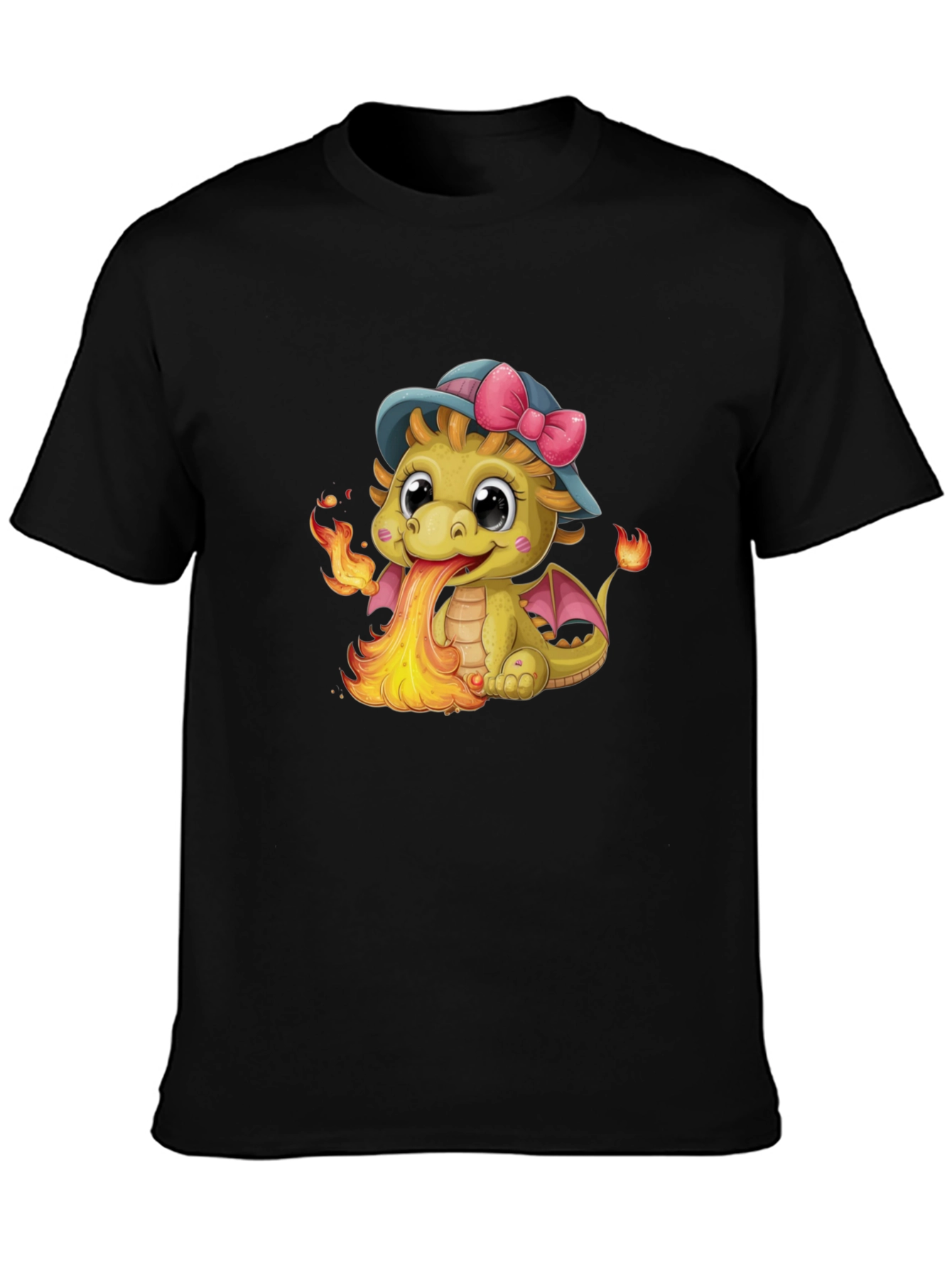 Cute Dragon Fire Breath Graphic Tee