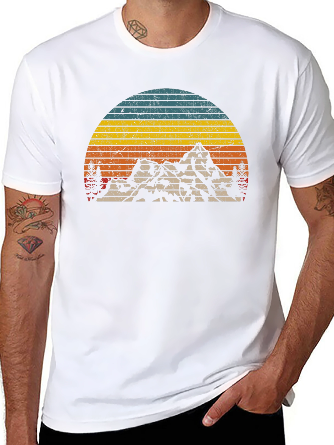 Retro Mountain Sunset Graphic T-Shirt