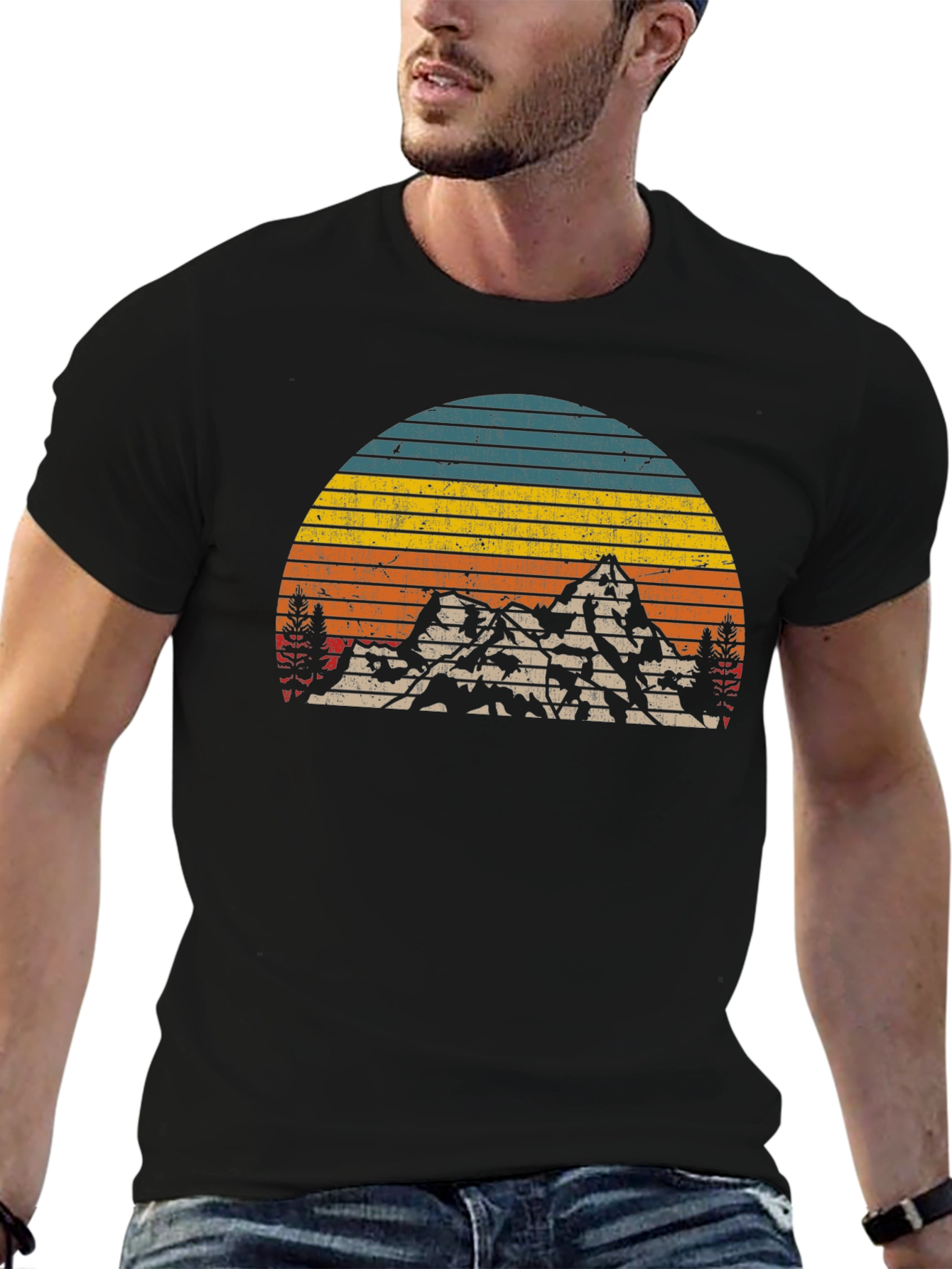 Retro Mountain Sunset Graphic T-Shirt