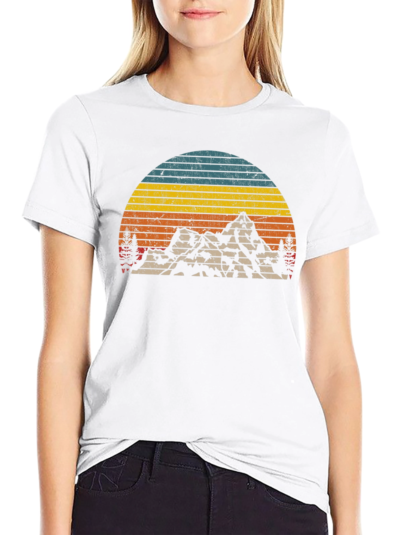 Retro Mountain Sunset Graphic T-Shirt