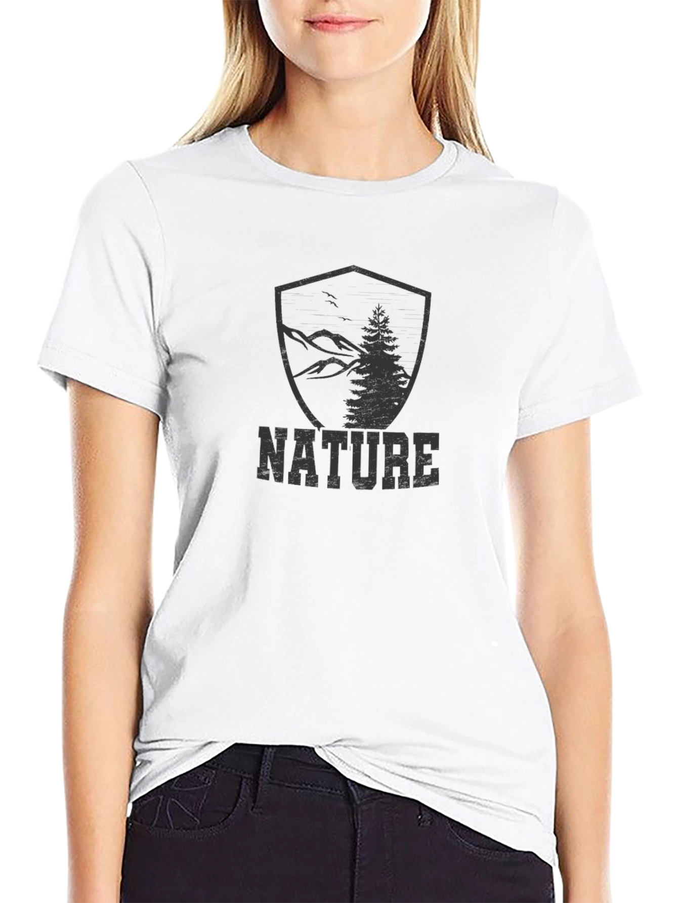 Nature Graphic Tee - Mountains & Trees Black T-Shirt