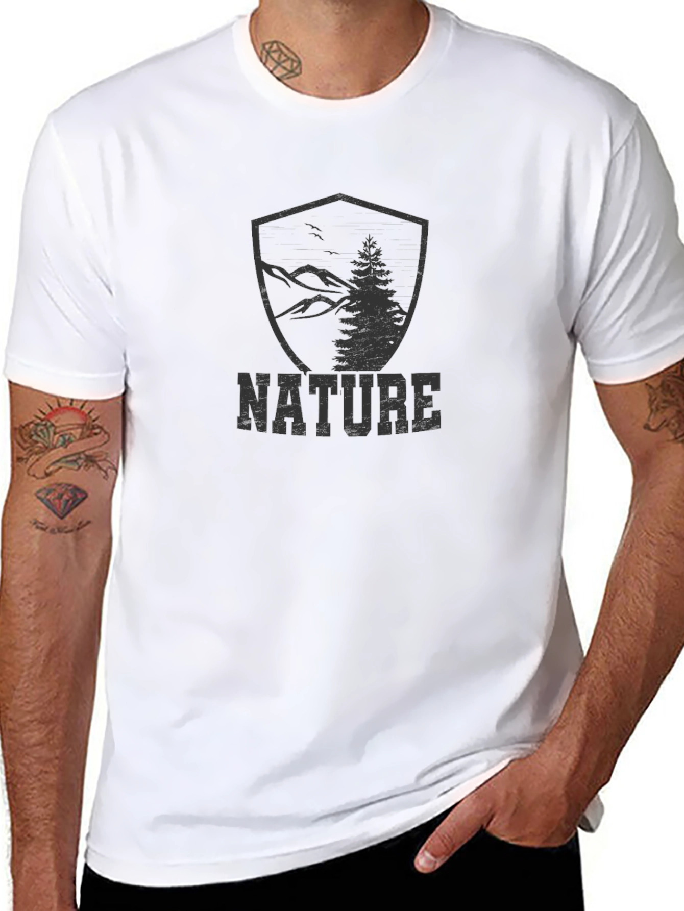 Nature Graphic Tee - Mountains & Trees Black T-Shirt