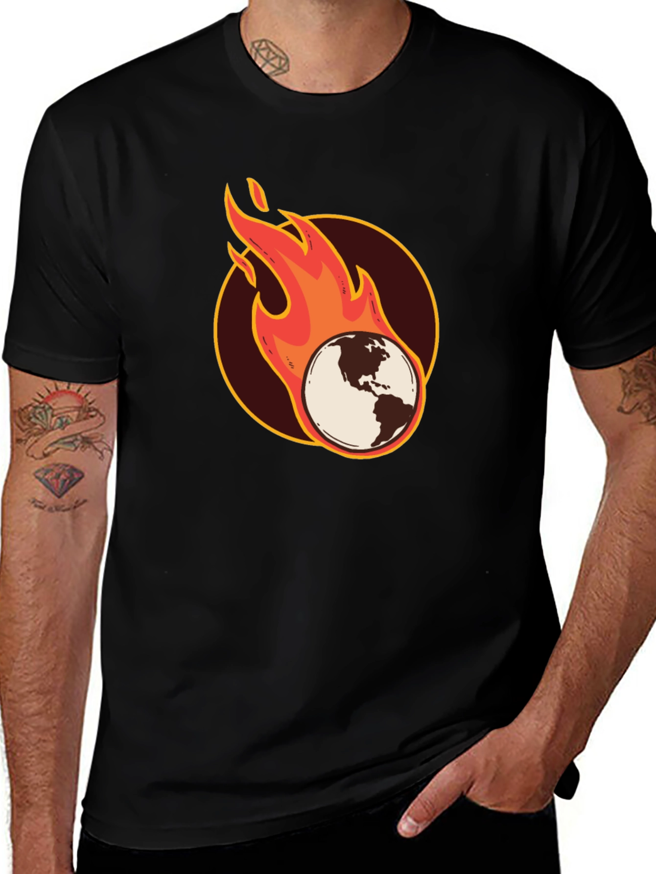 Earth on Fire Graphic T-Shirt - Black