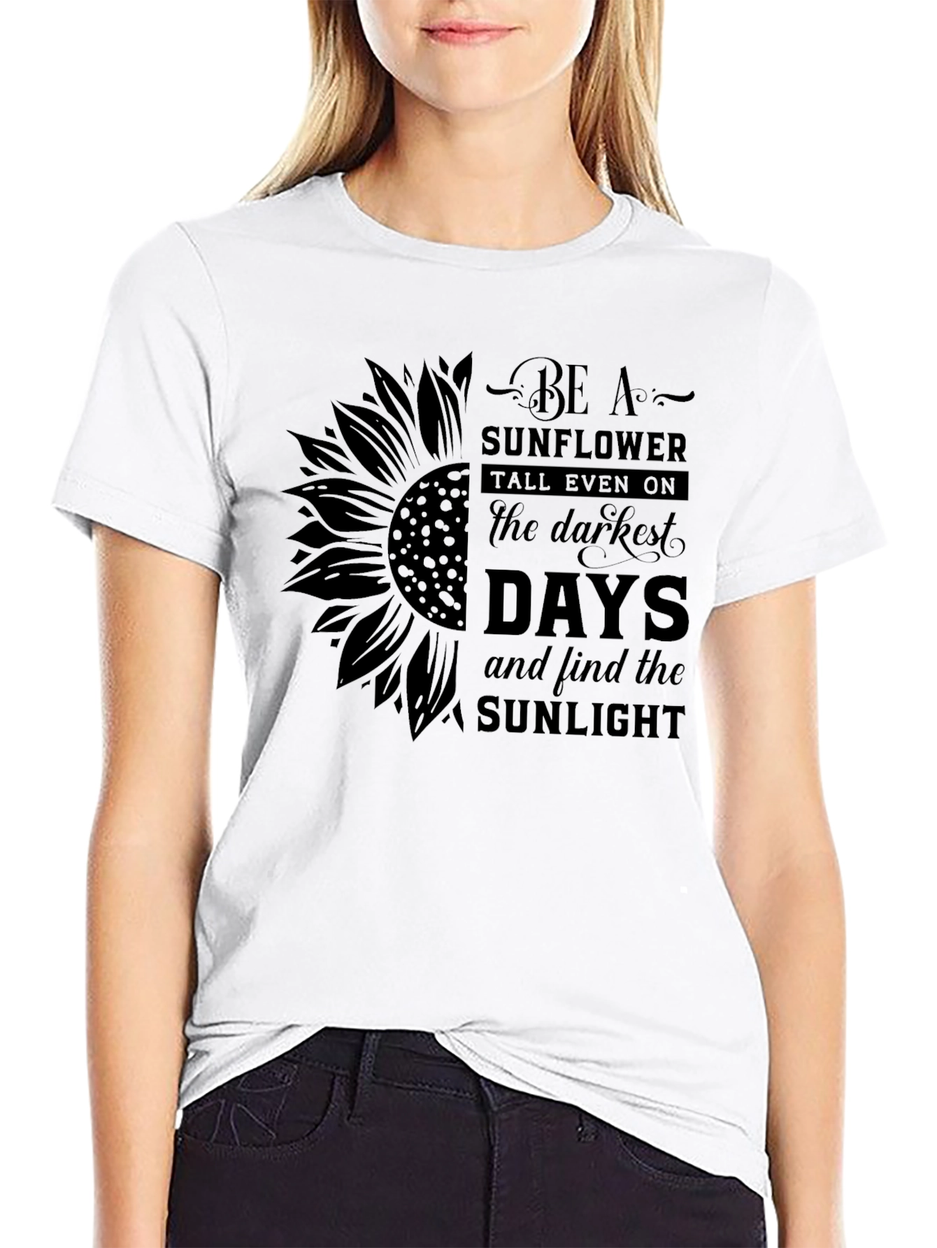 Sunflower Inspirational Black T-Shirt