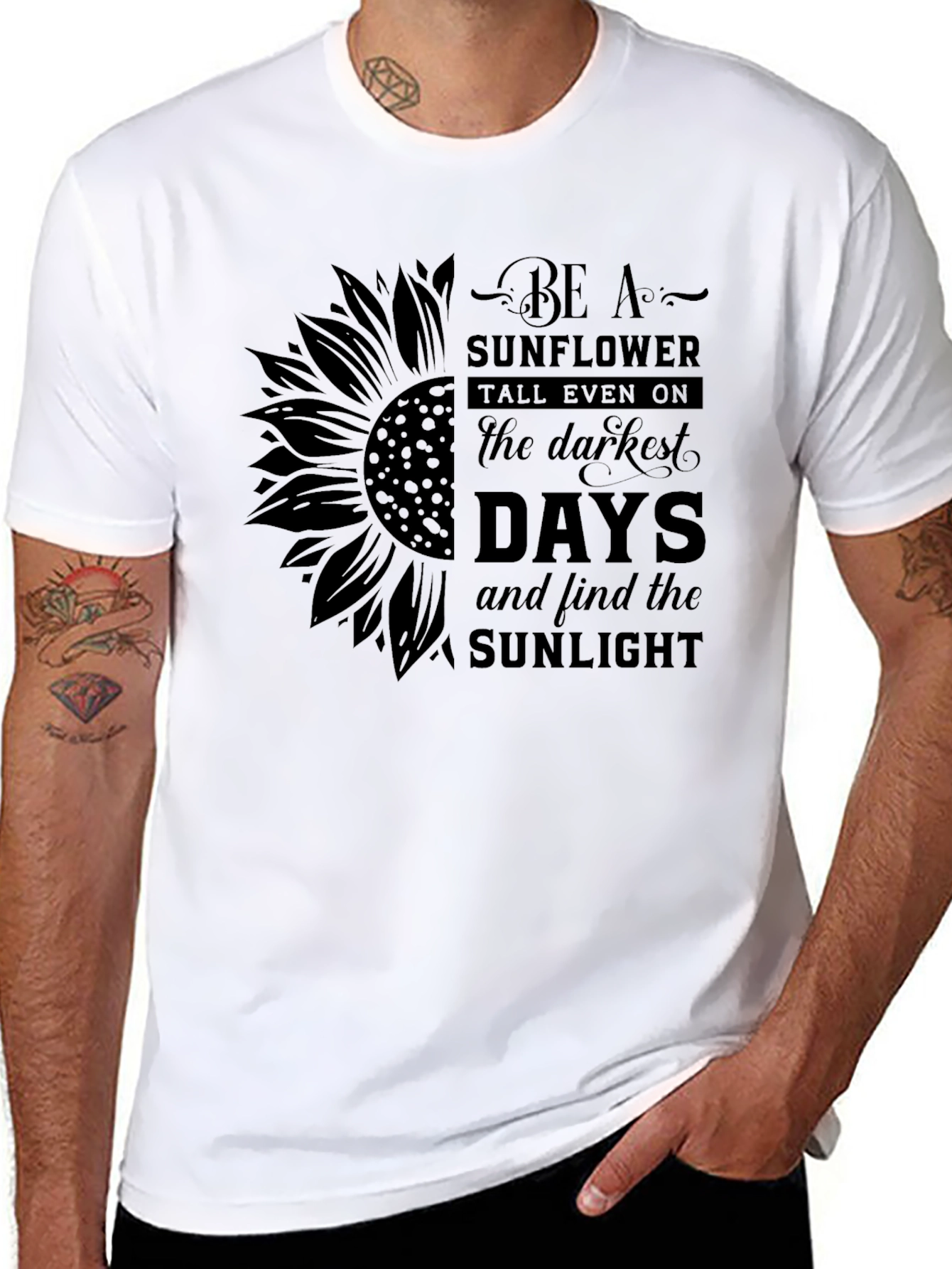 Sunflower Inspirational Black T-Shirt
