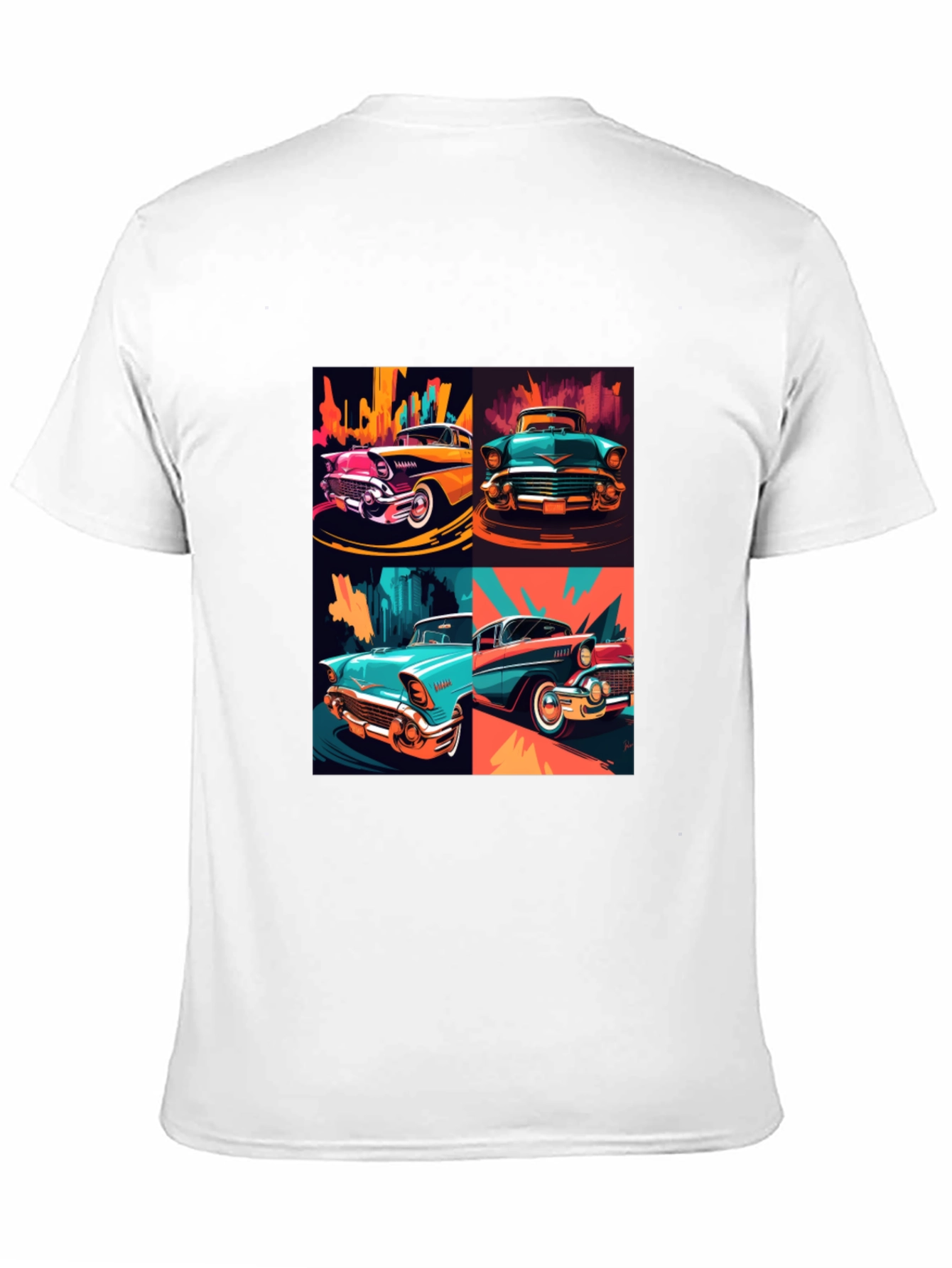 Retro Car Collage Black T-Shirt