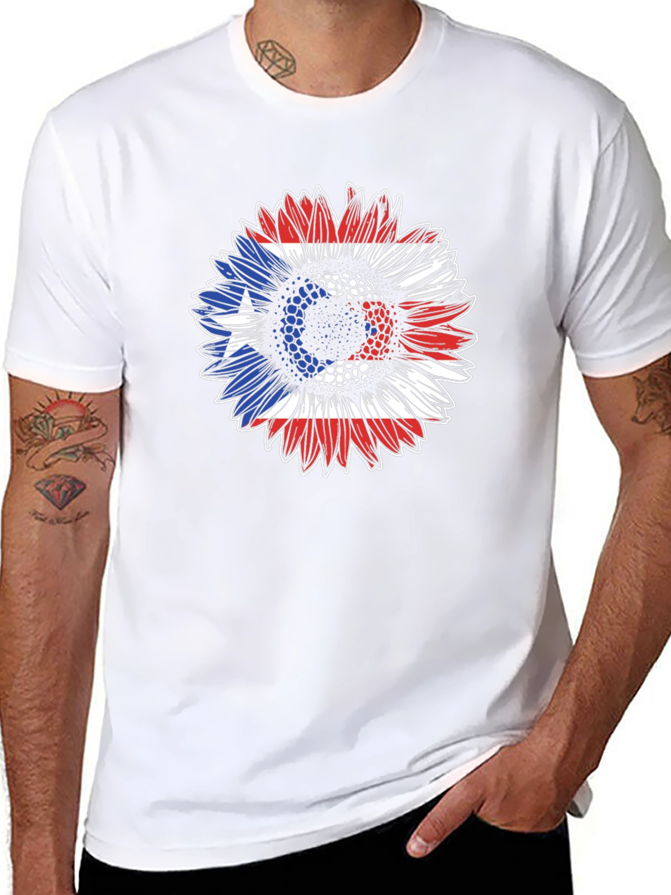 Puerto Rico Flag Sunflower Graphic Tee
