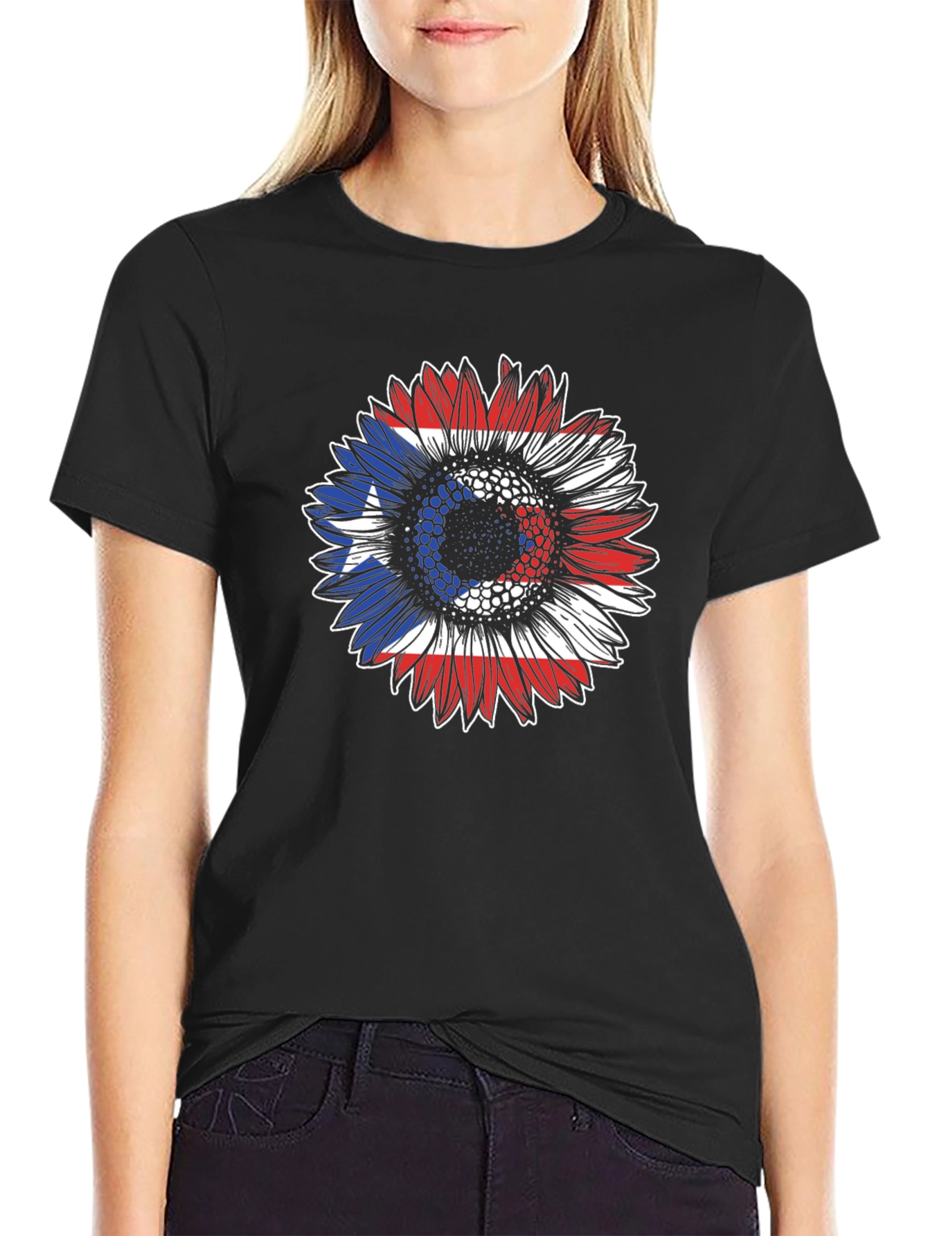 Puerto Rico Flag Sunflower Graphic Tee