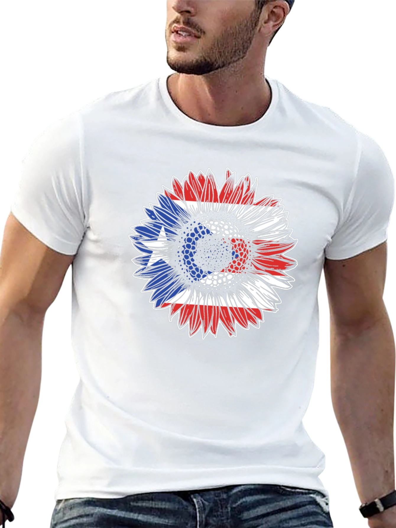 Puerto Rico Flag Sunflower Graphic Tee