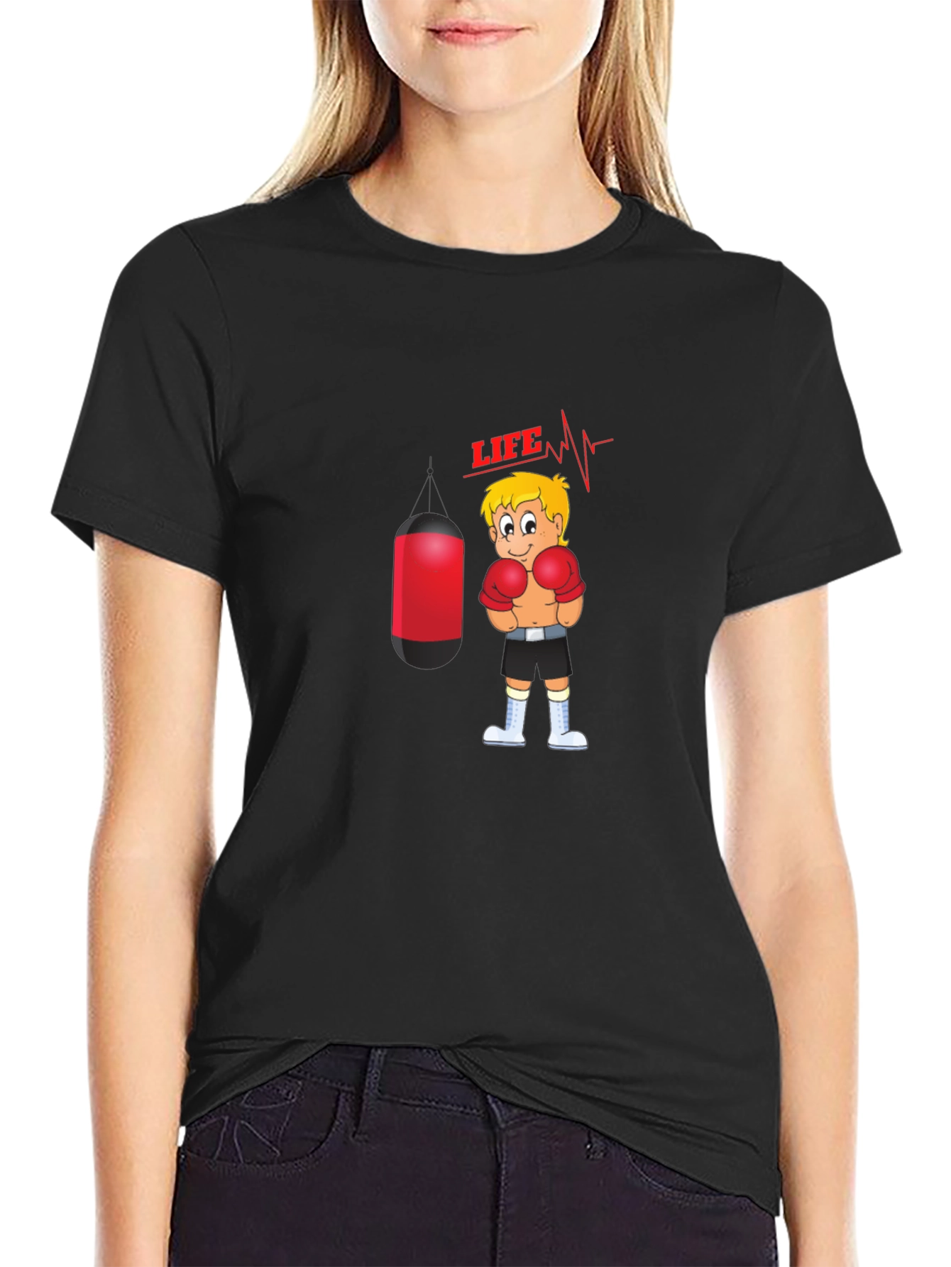 Life Boxer Graphic T-Shirt - Black