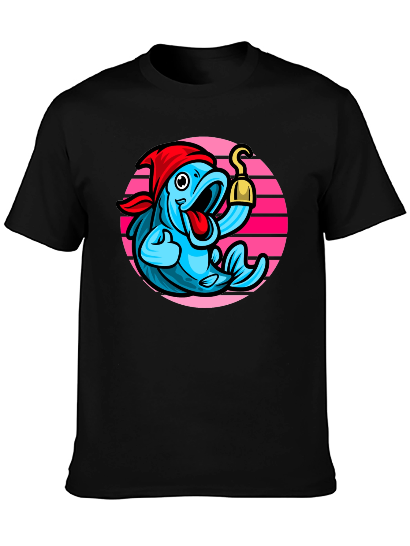 Pirate Fish Graphic Tee - Novelty Cartoon T-Shirt