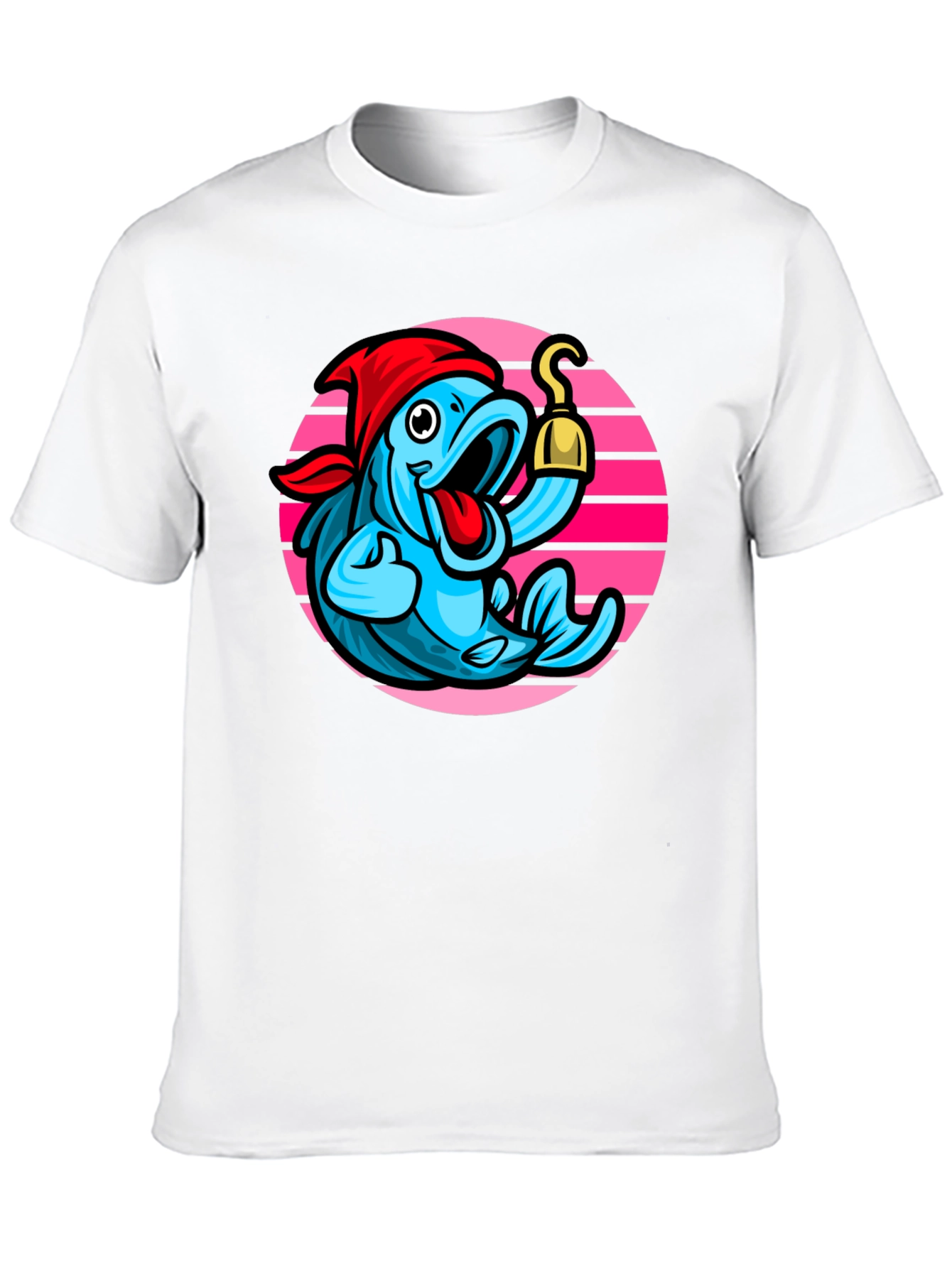 Pirate Fish Graphic Tee - Novelty Cartoon T-Shirt