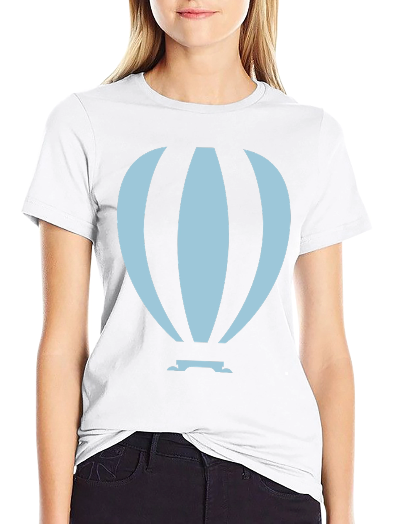 Hot Air Balloon Graphic Tee - Black Cotton Blend