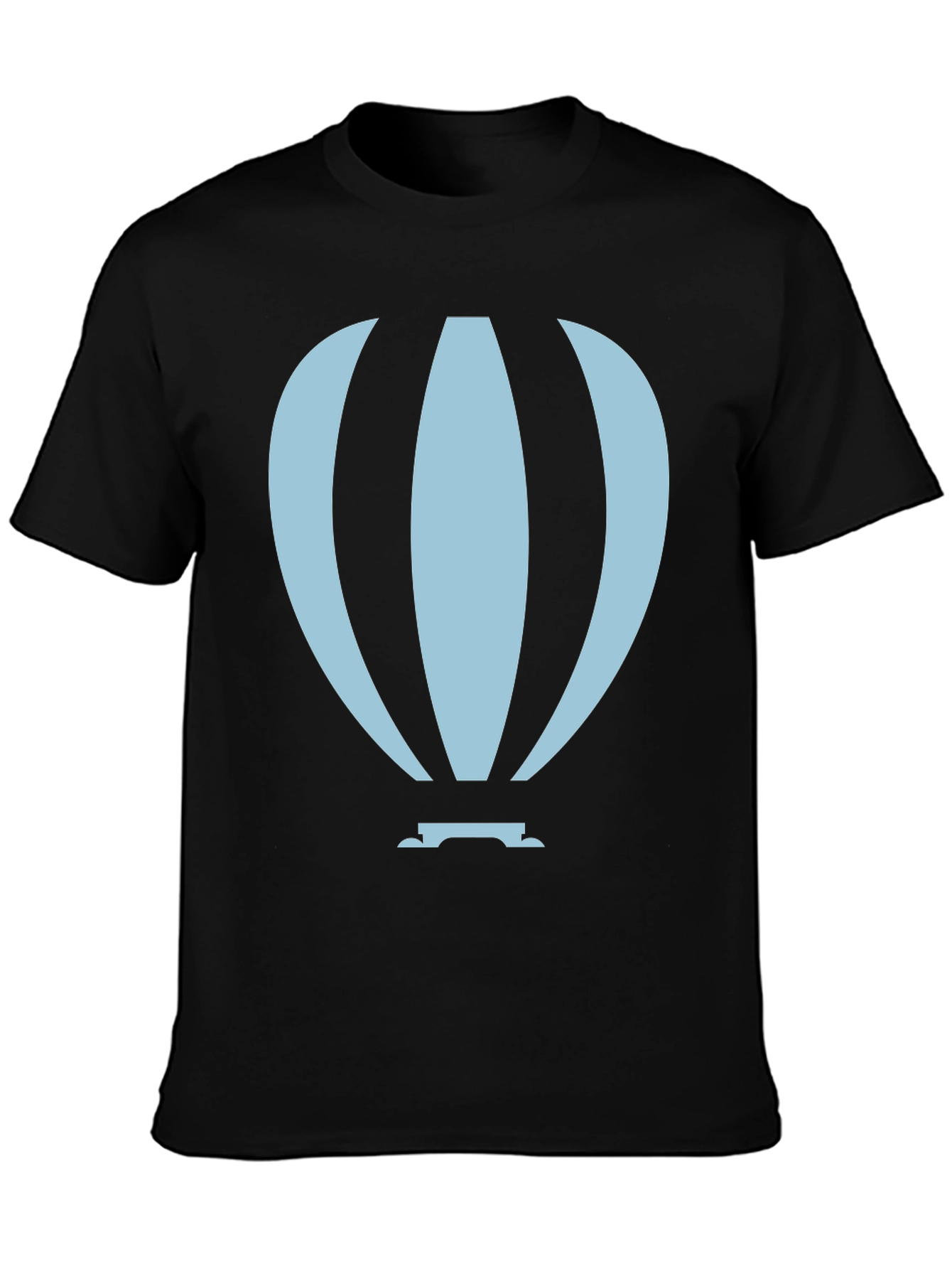 Hot Air Balloon Graphic Tee - Black Cotton Blend