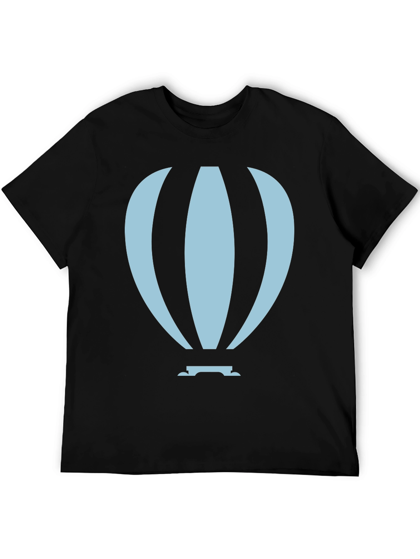 Hot Air Balloon Graphic Tee - Black Cotton Blend