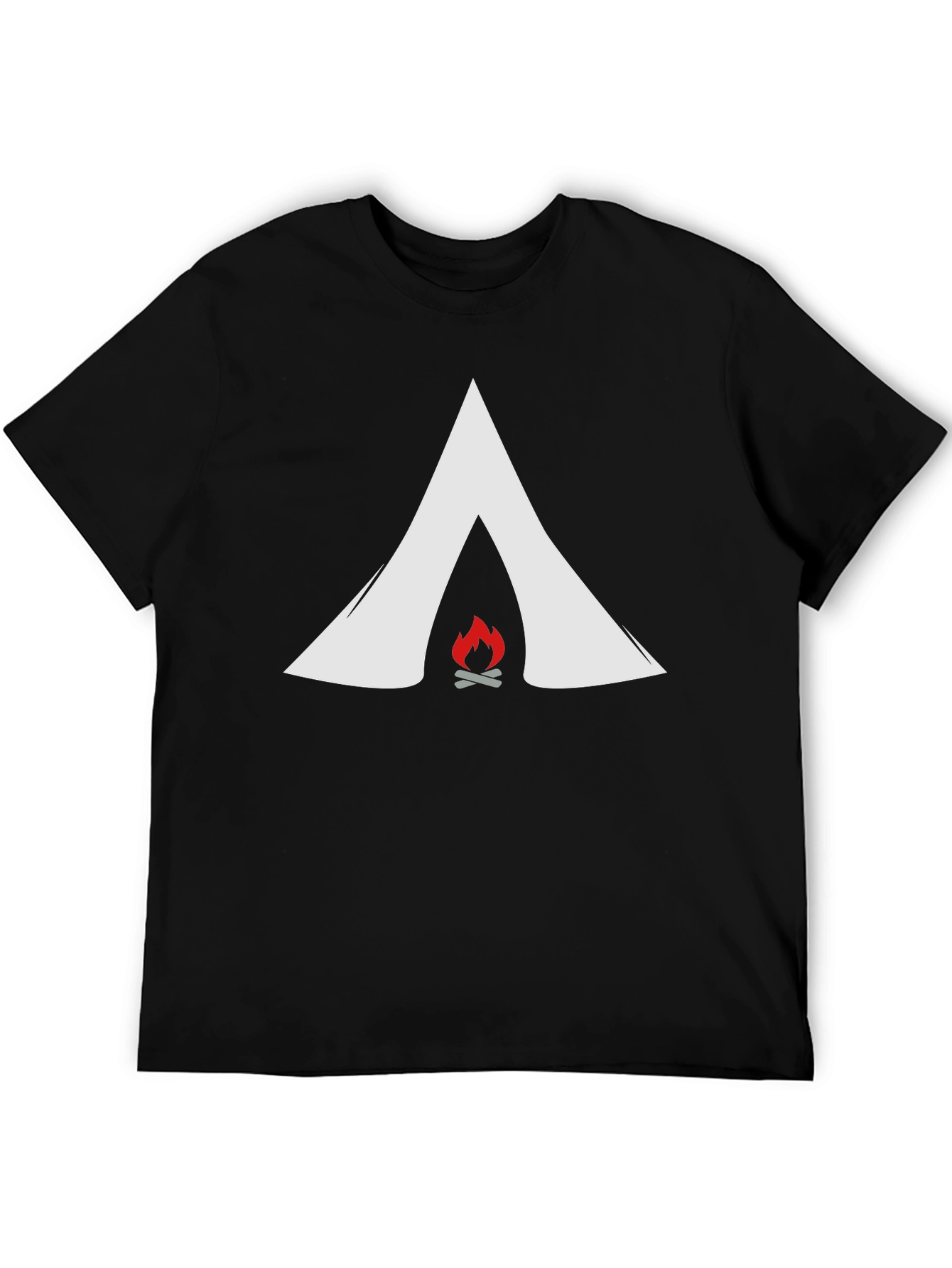 Camping Tent & Fire Graphic Tee - Adventure Ready!