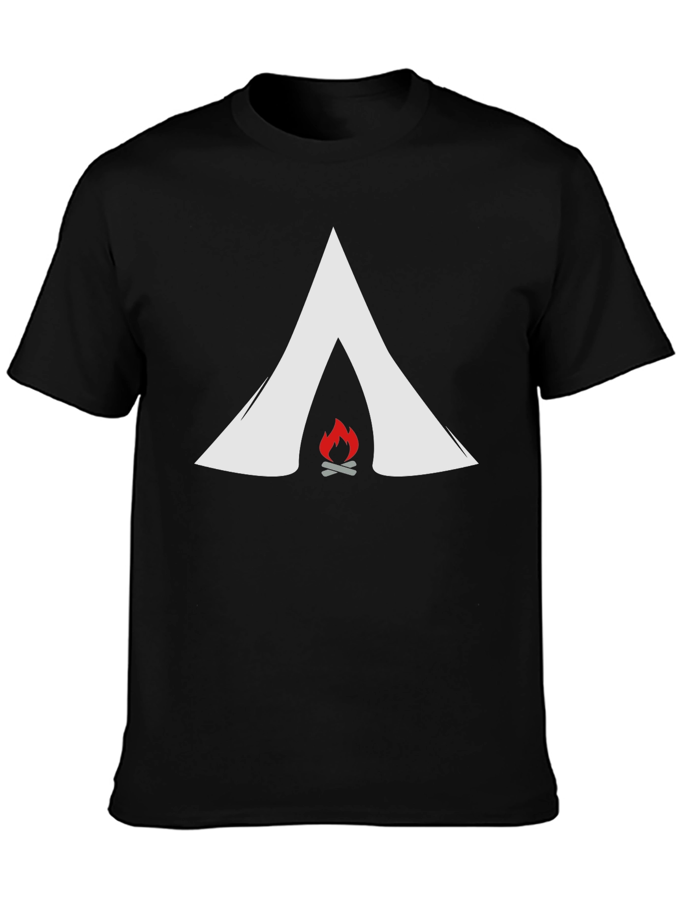 Camping Tent & Fire Graphic Tee - Adventure Ready!