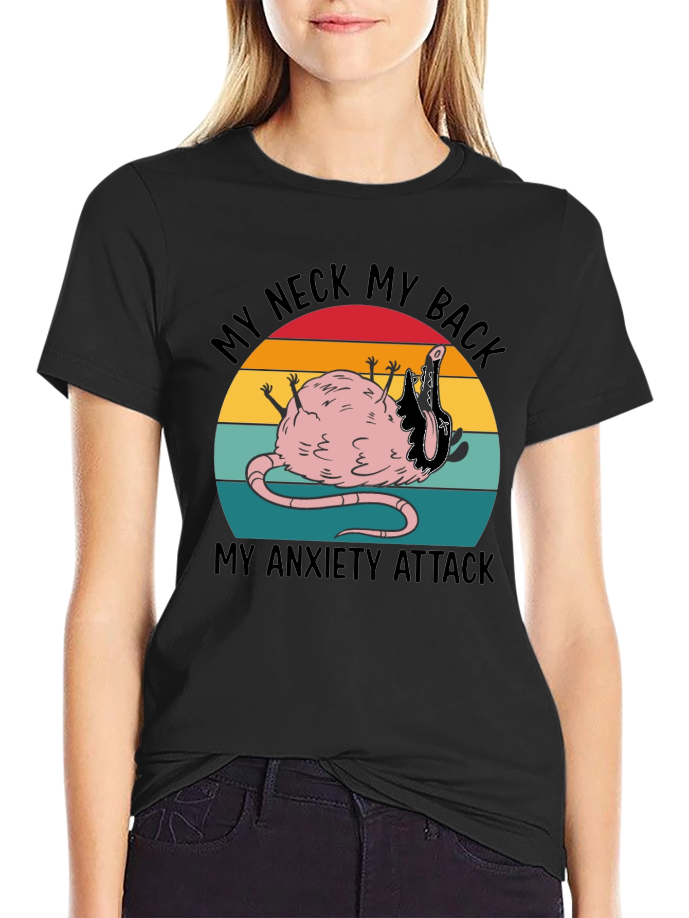 Funny My Neck My Back Rat Anxiety T-Shirt