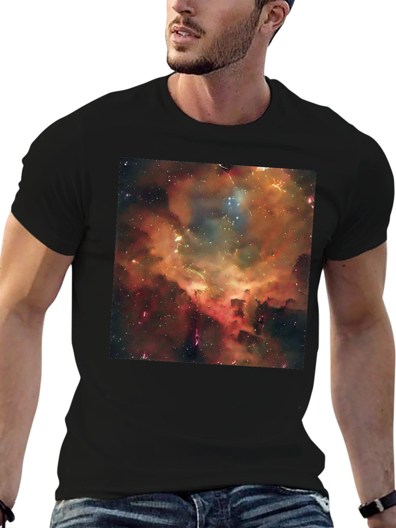 Galaxy Nebula Graphic Black T-Shirt