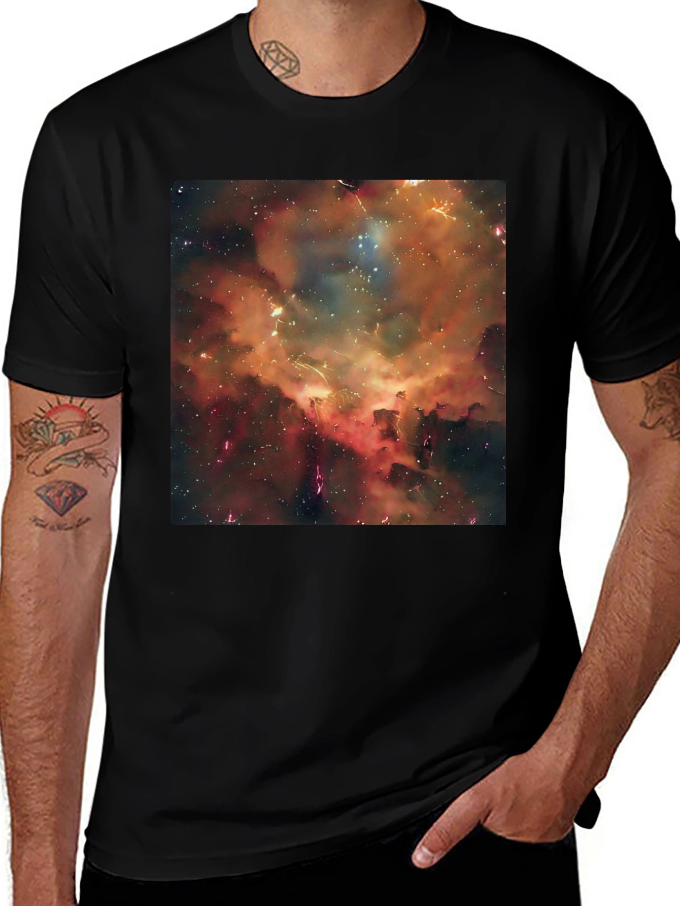 Galaxy Nebula Graphic Black T-Shirt