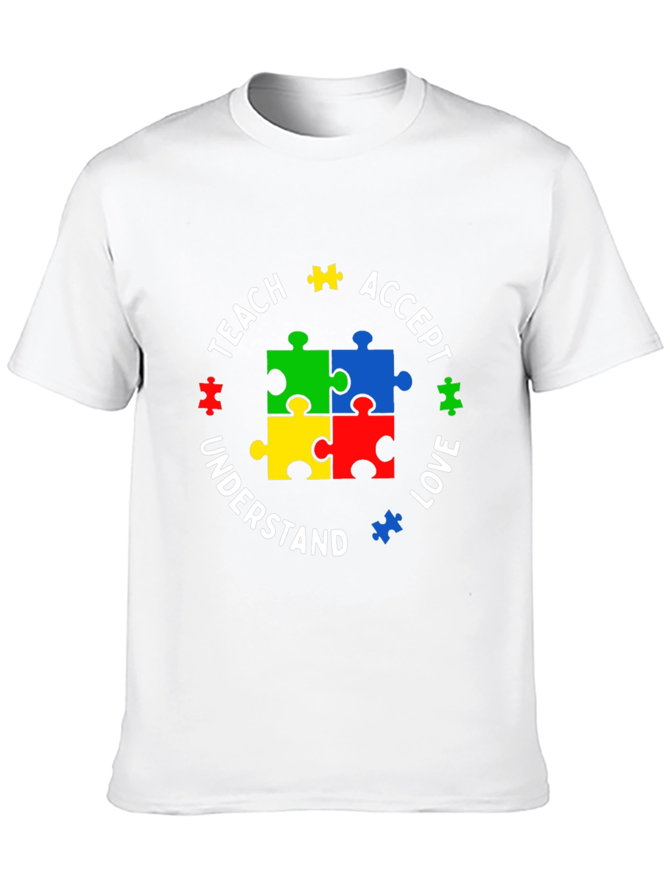 Teach Accept Love Autism Awareness Puzzle Piece Tee