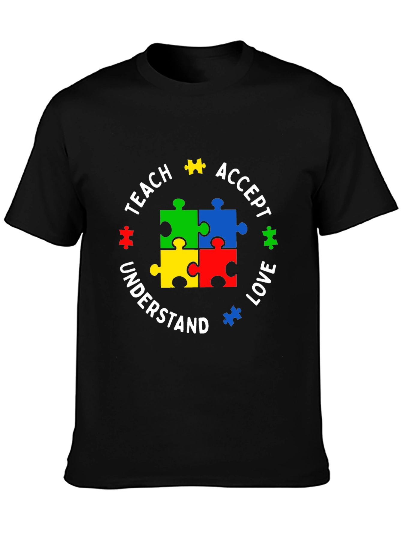 Teach Accept Love Autism Awareness Puzzle Piece Tee