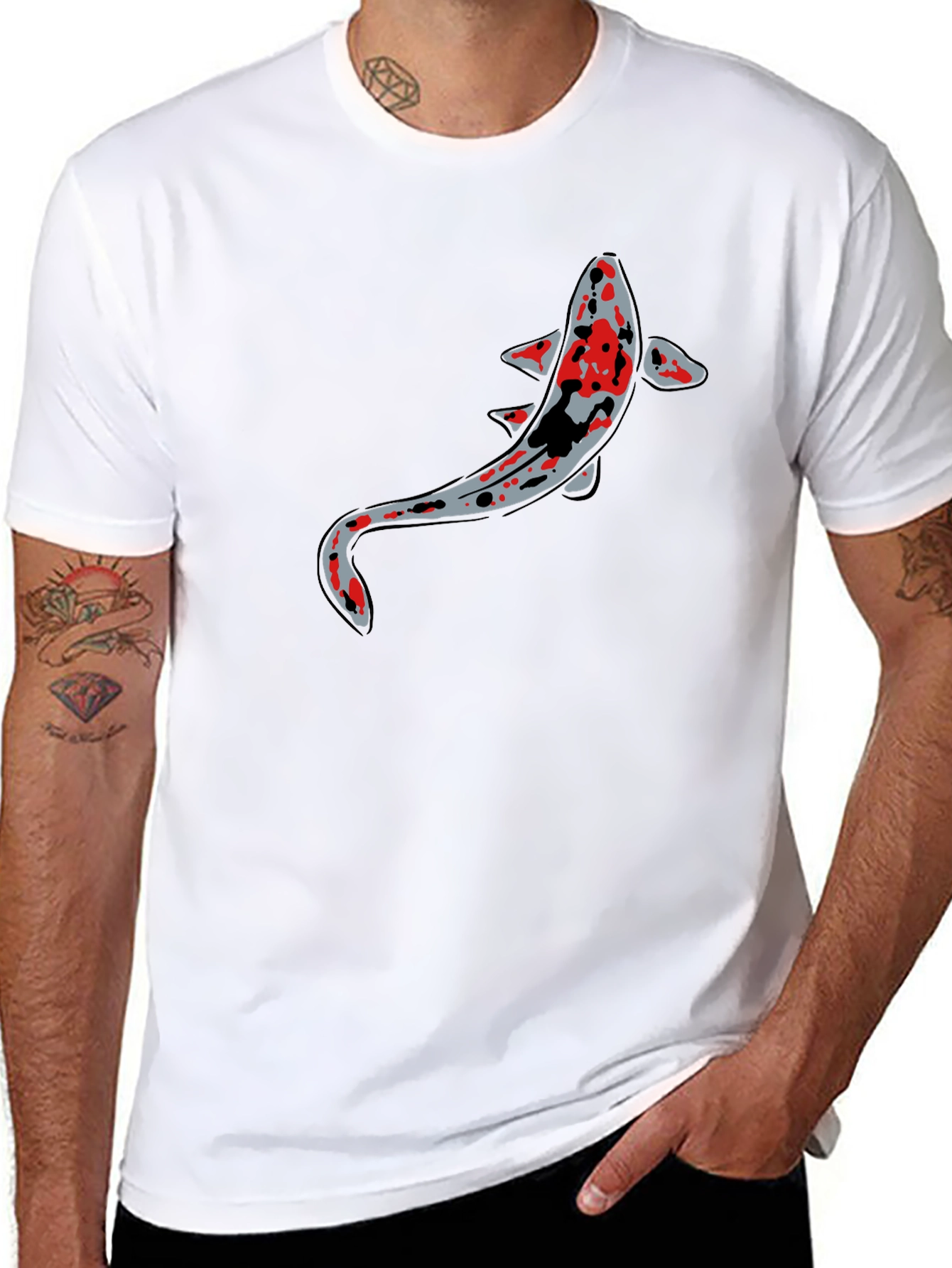 Koi Fish Graphic Black T-Shirt