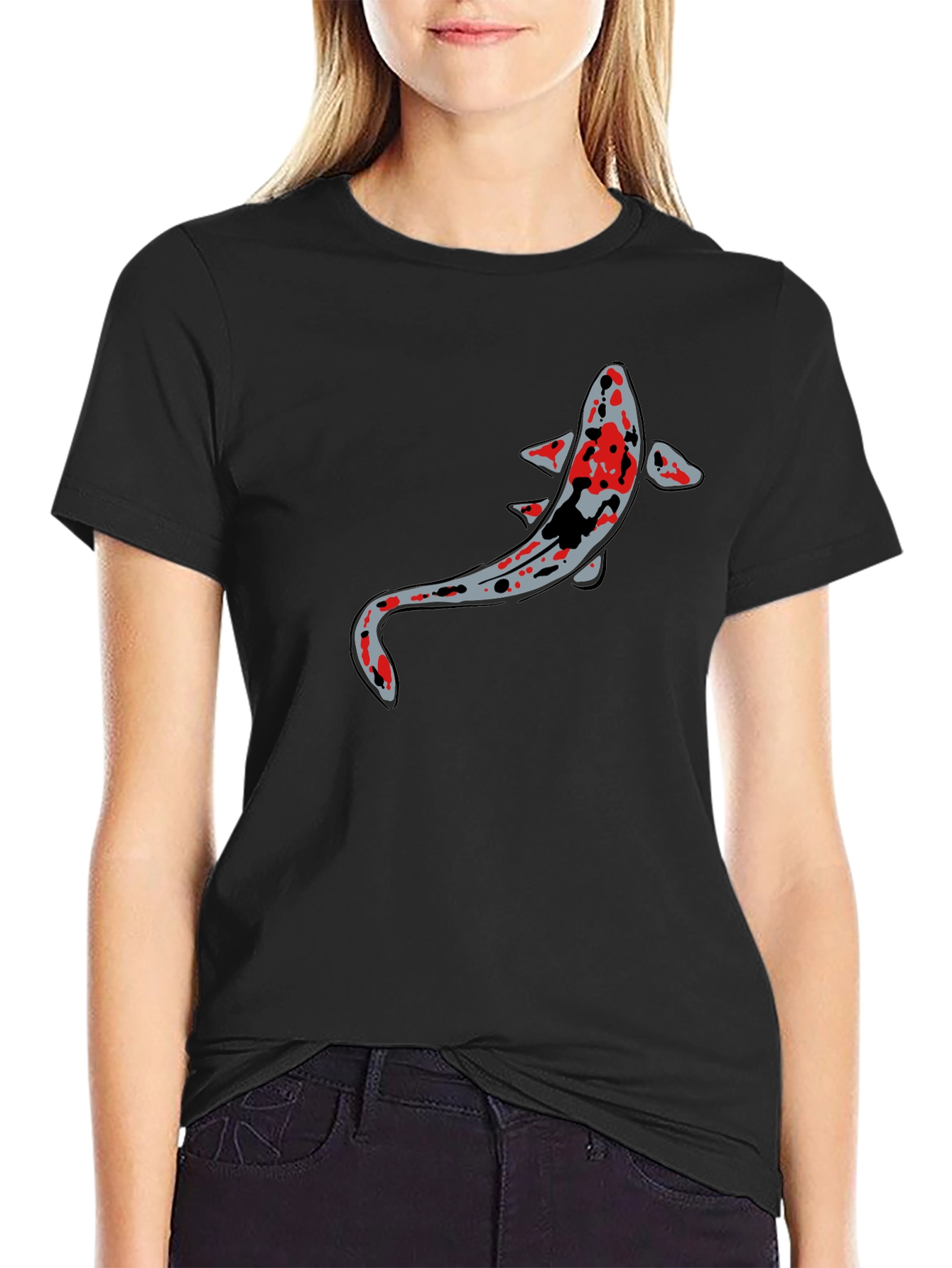 Koi Fish Graphic Black T-Shirt