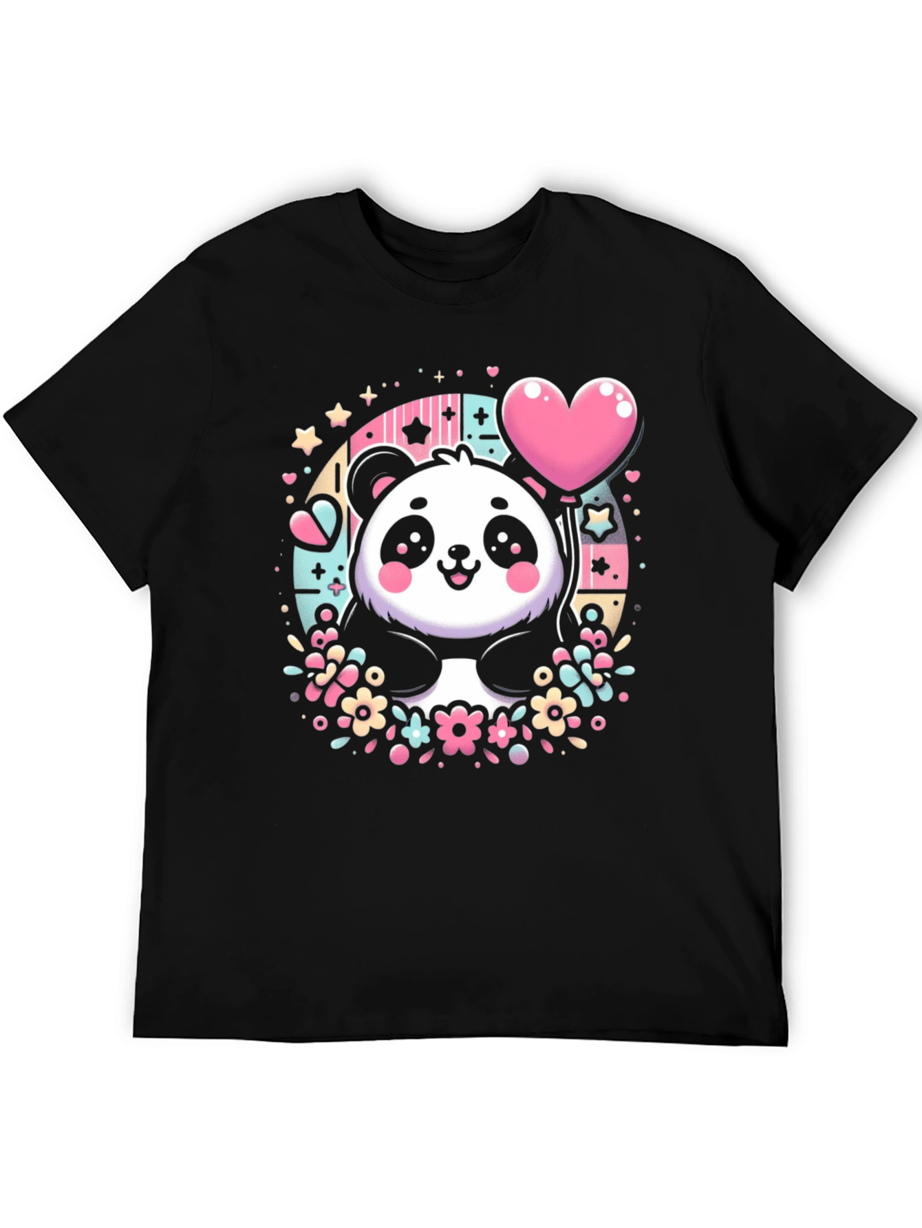 Kawaii Panda Heart Balloon Graphic Tee