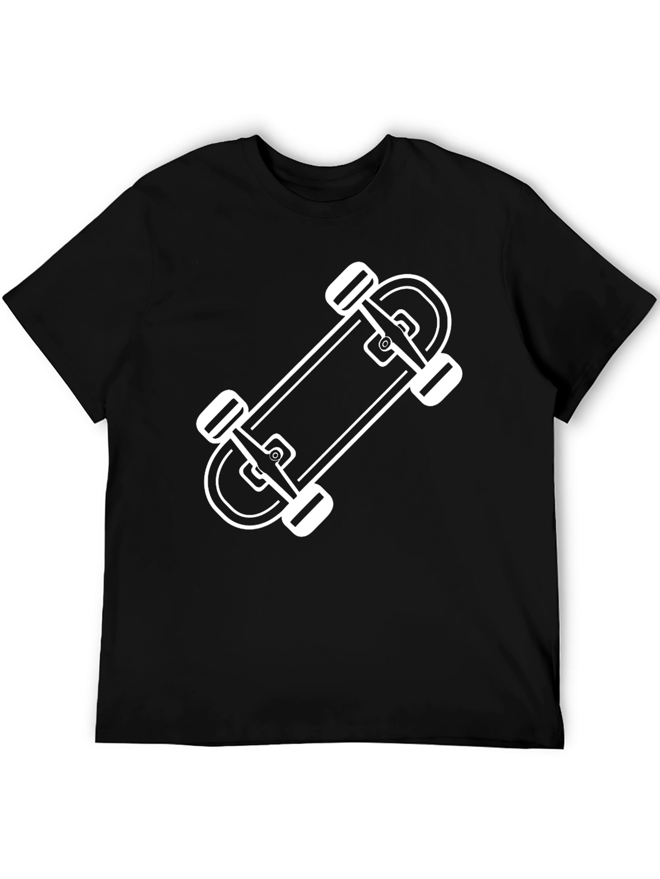 Skateboard Graphic Tee - Black Cotton T-Shirt