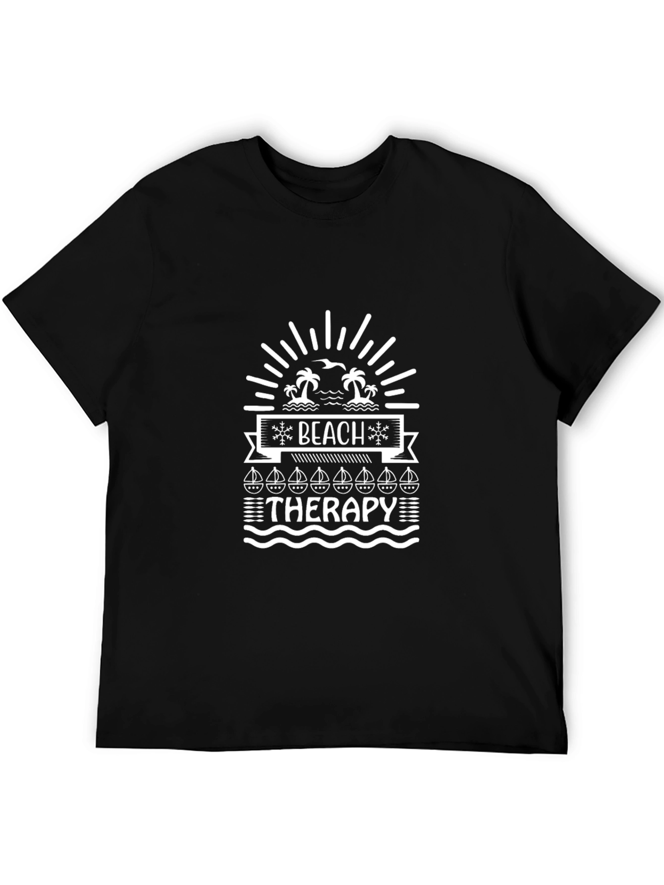 Beach Therapy Graphic Print Black T-Shirt