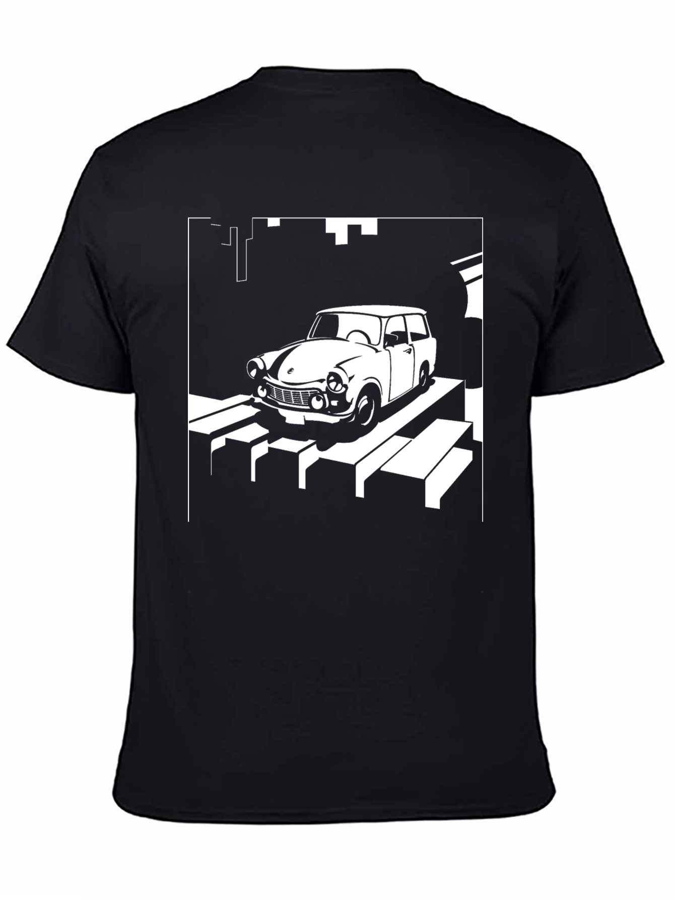 Retro Car Graphic Tee - Black Crew Neck
