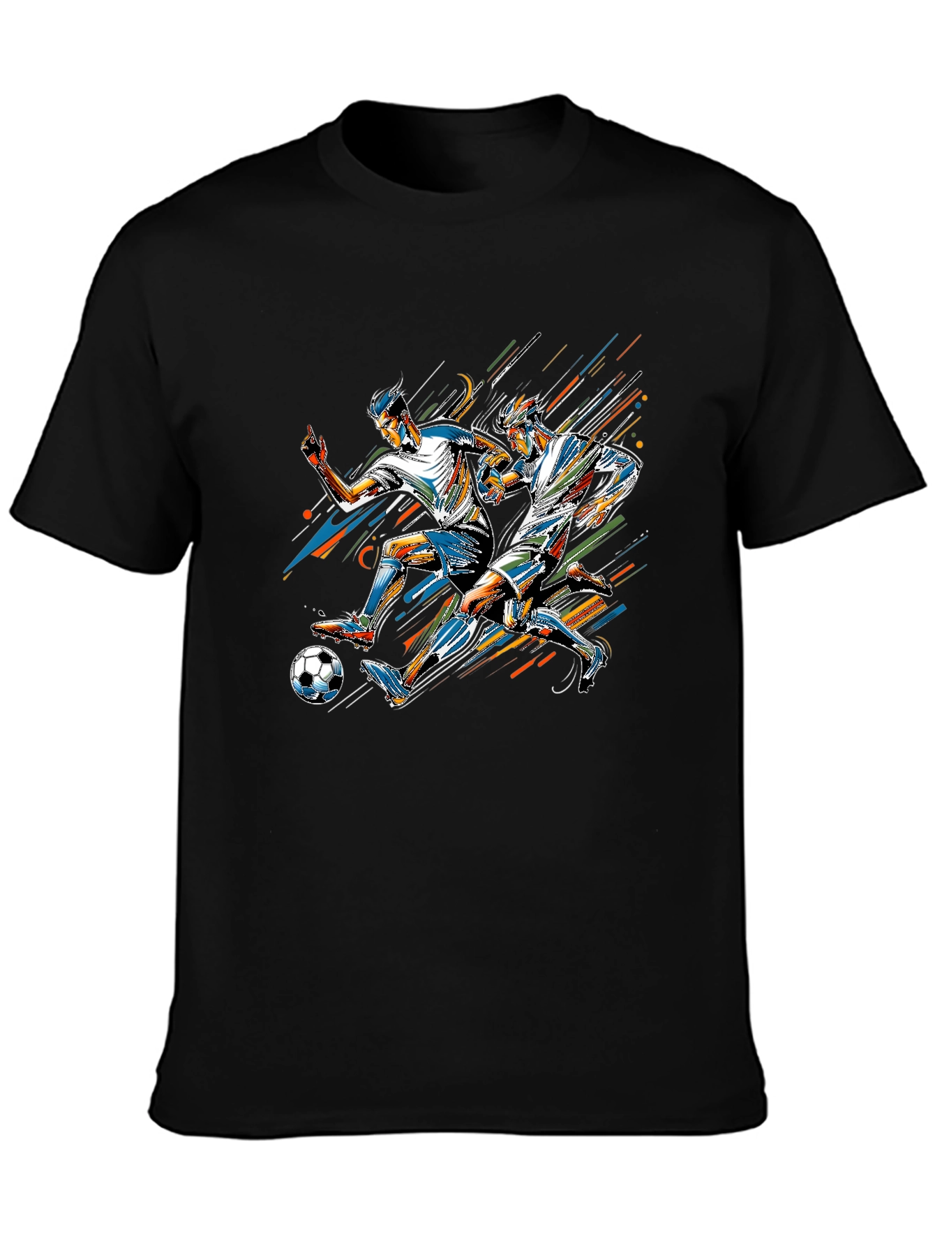 Soccer Player Graphic Print Black T-Shirt